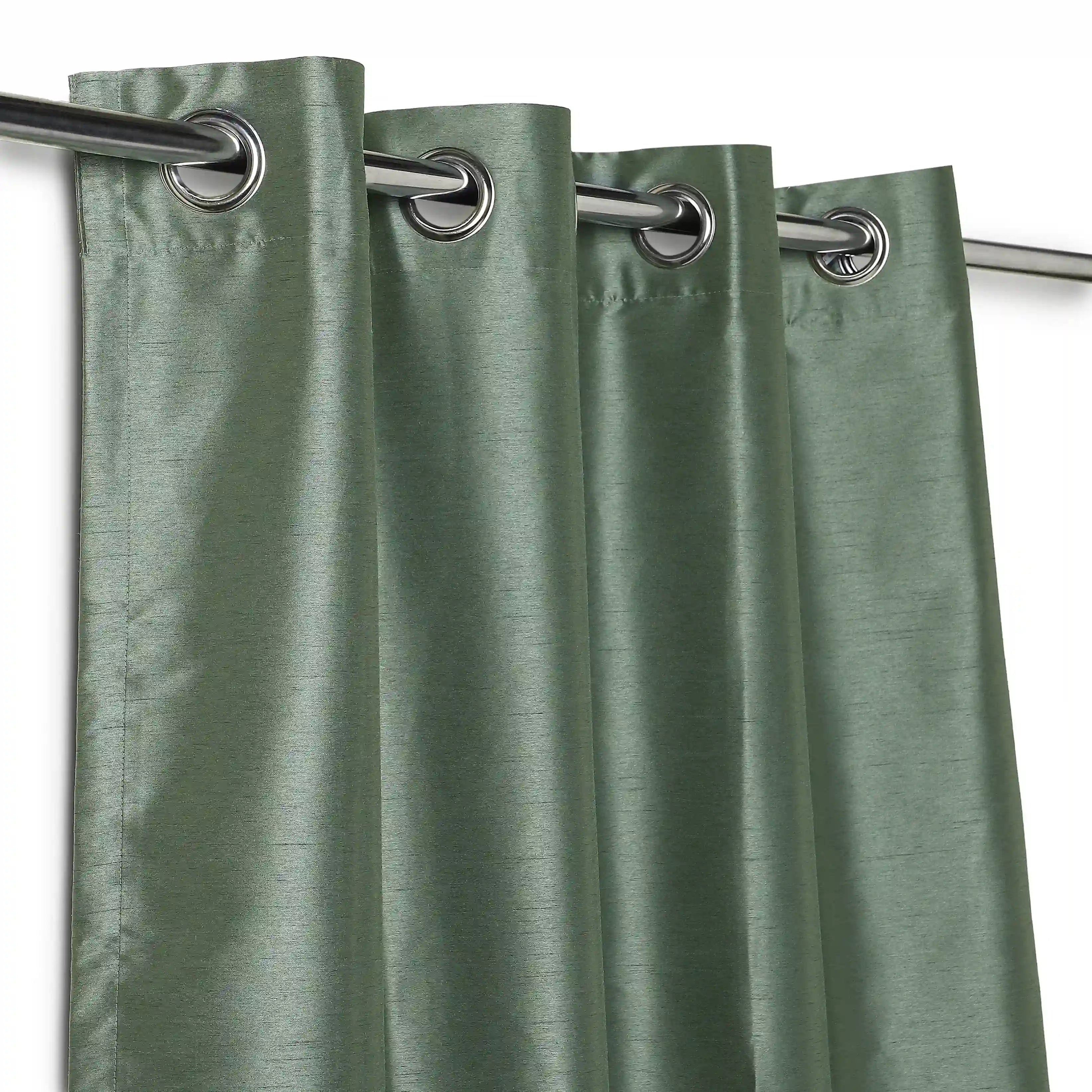 Paleto Set Of 2 Solid Readymade Curtains | Pure Hues Forest / Door (4.25ft X 7.22ft)