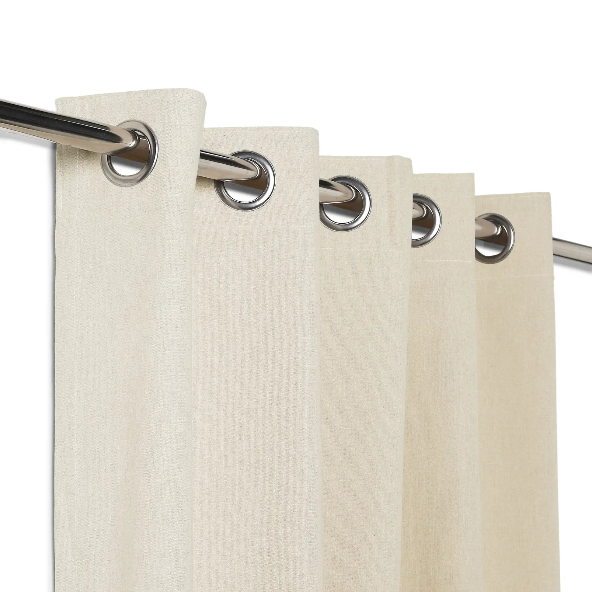 Pelushe Set Of 2 100% Cotton Solid Readymade Curtains | Everyday Hues Sesame / Window (5ft X 4.4ft)