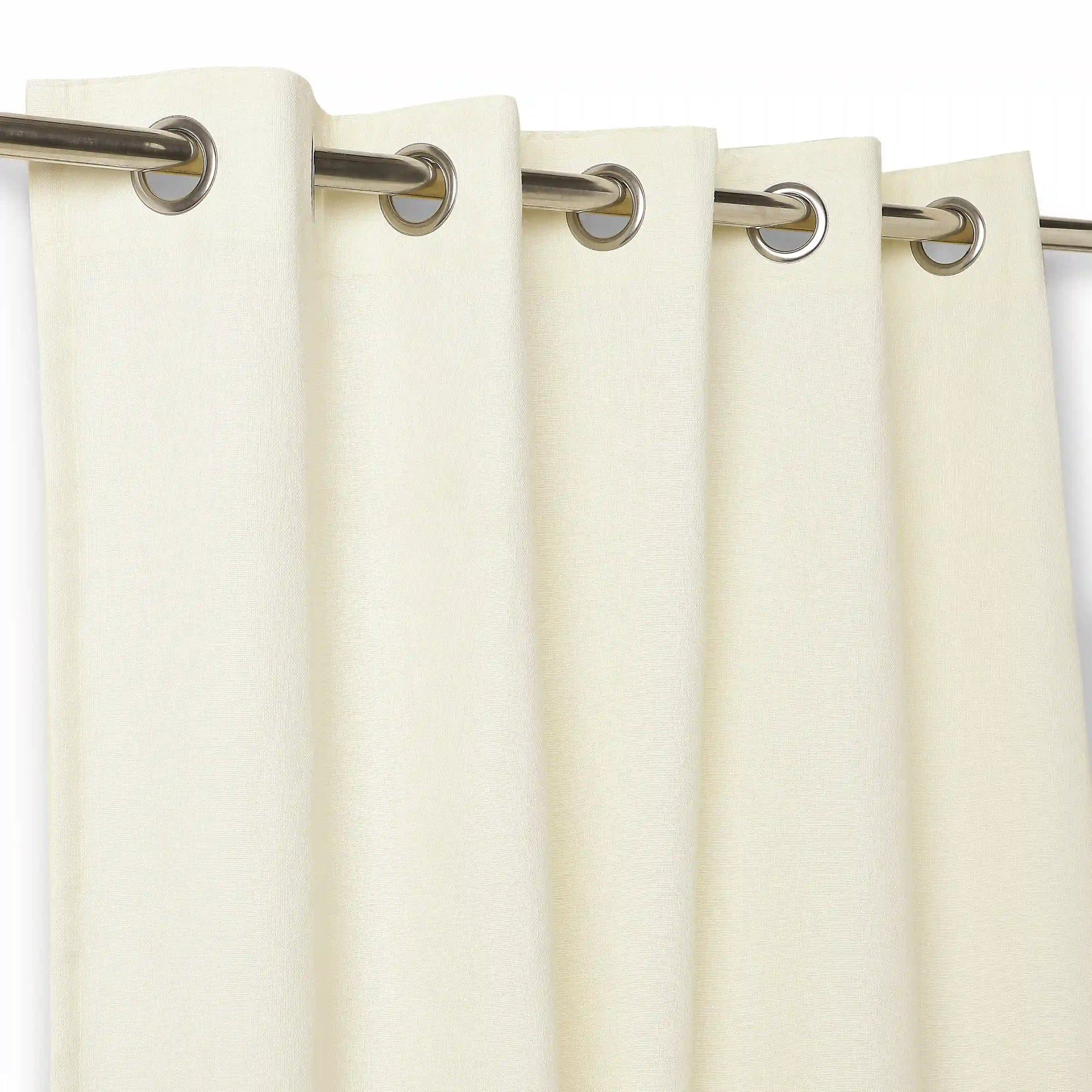 Paleto Set Of 2 Solid Readymade Curtains | Woven Calm Pale Whisper / Window (5ft X 4.4ft)