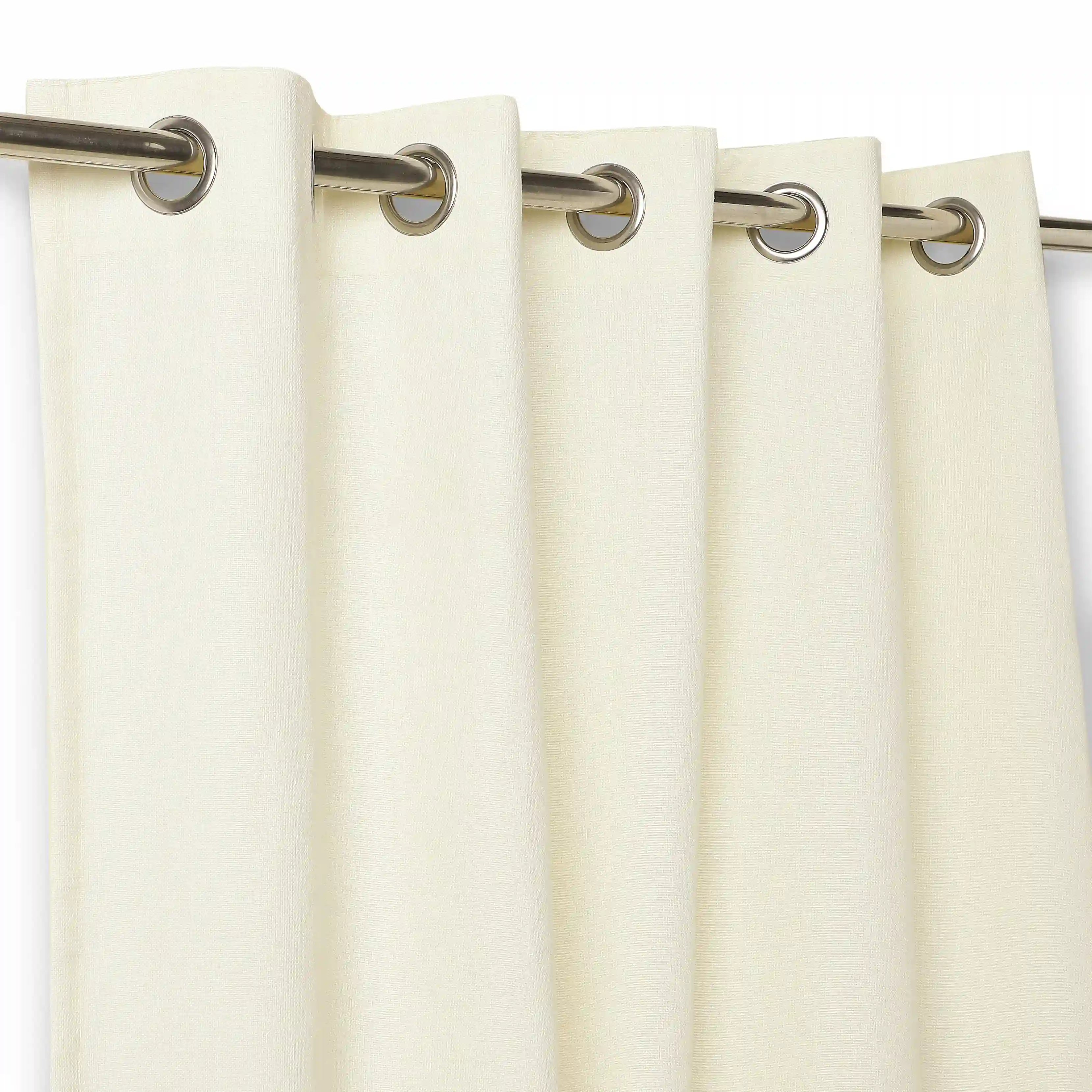 Paleto Set Of 2 Solid Readymade Curtains | Woven Calm Pale Whisper / Window (5ft X 4.4ft)