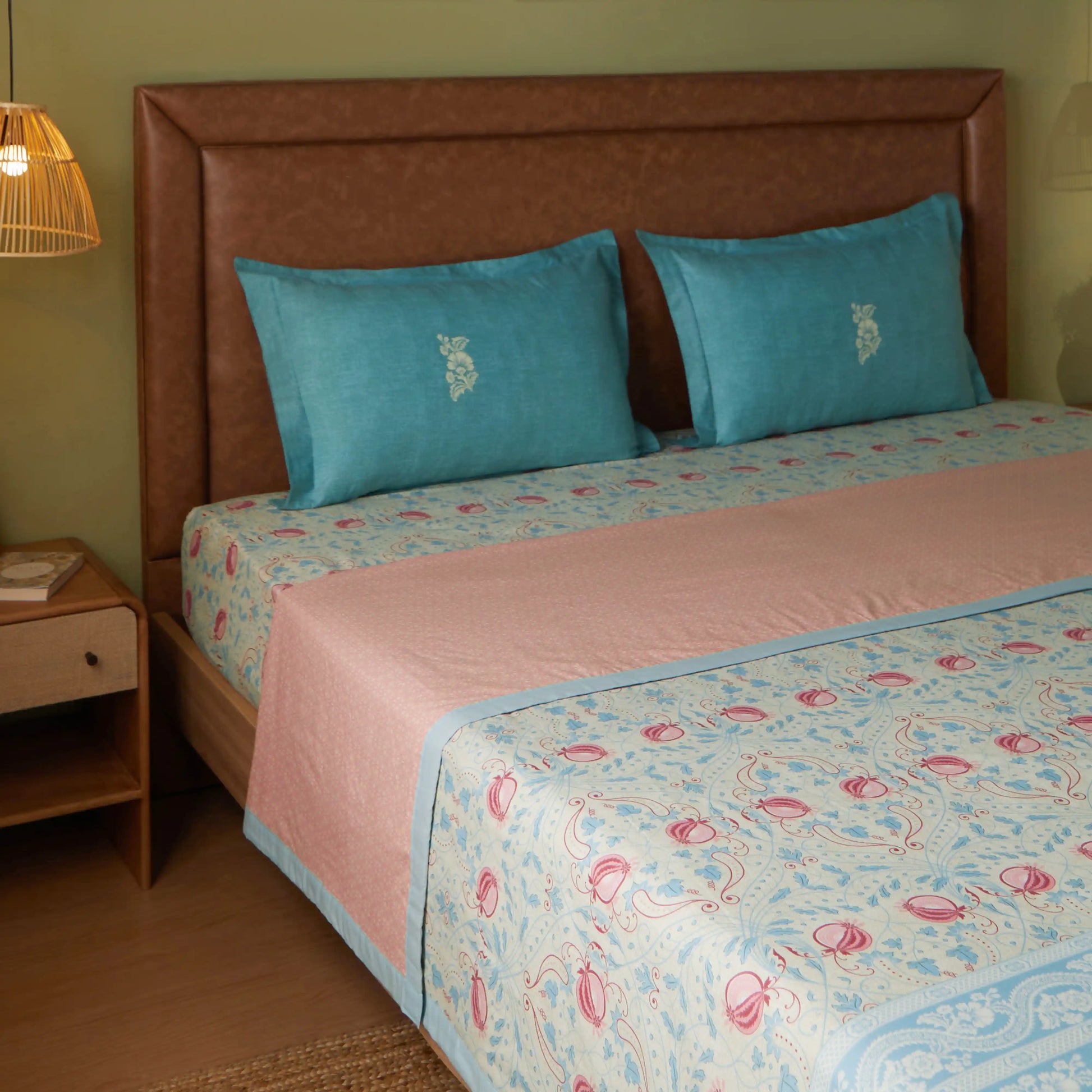 Chippa Lane | Contemporary Indian Print Design Reversible Dohar with Super Soft Flannel Layering-Light Blue Light Blue / Double
