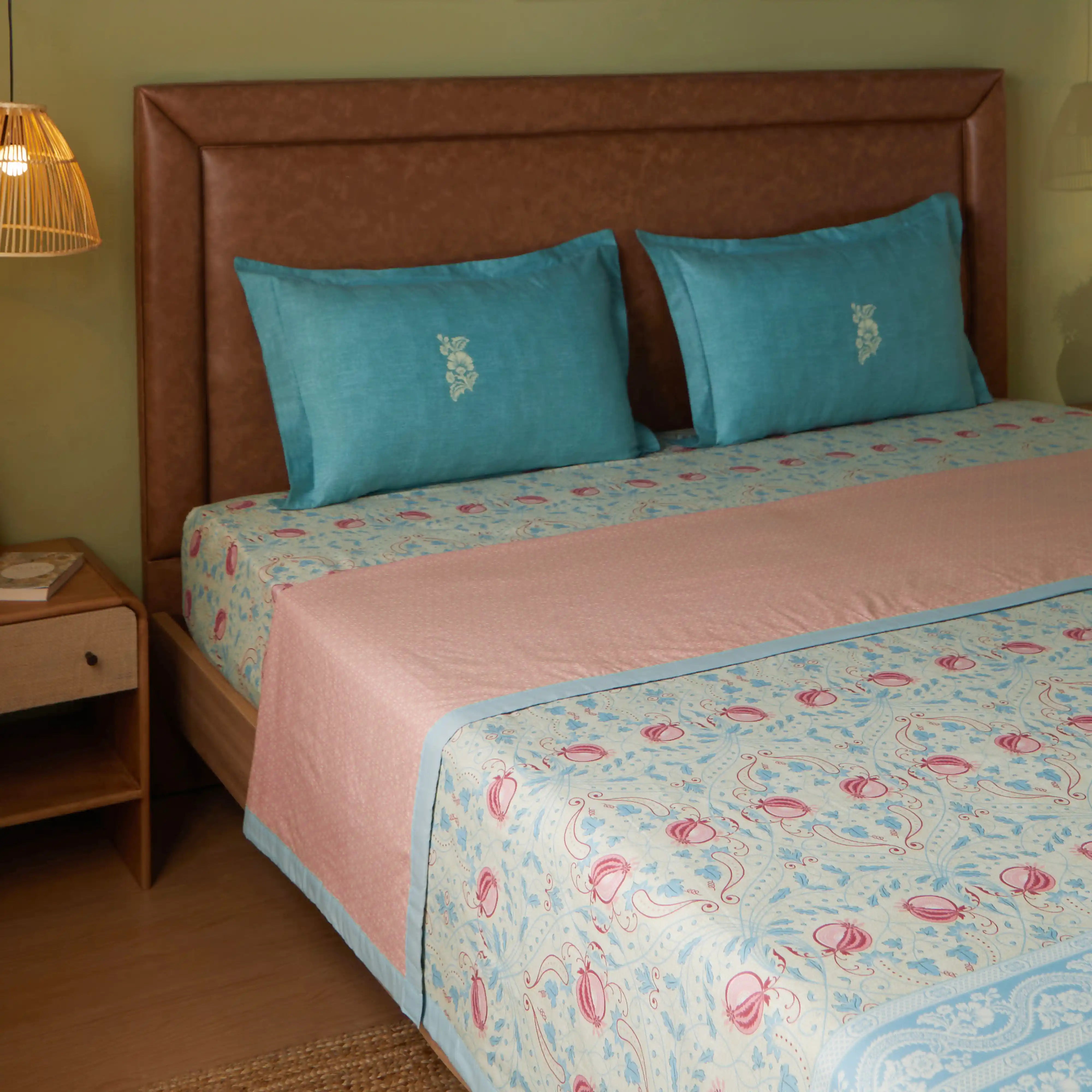 Chippa Lane | Contemporary Indian Print Design Reversible Dohar with Super Soft Flannel Layering-Light Blue Light Blue / Double
