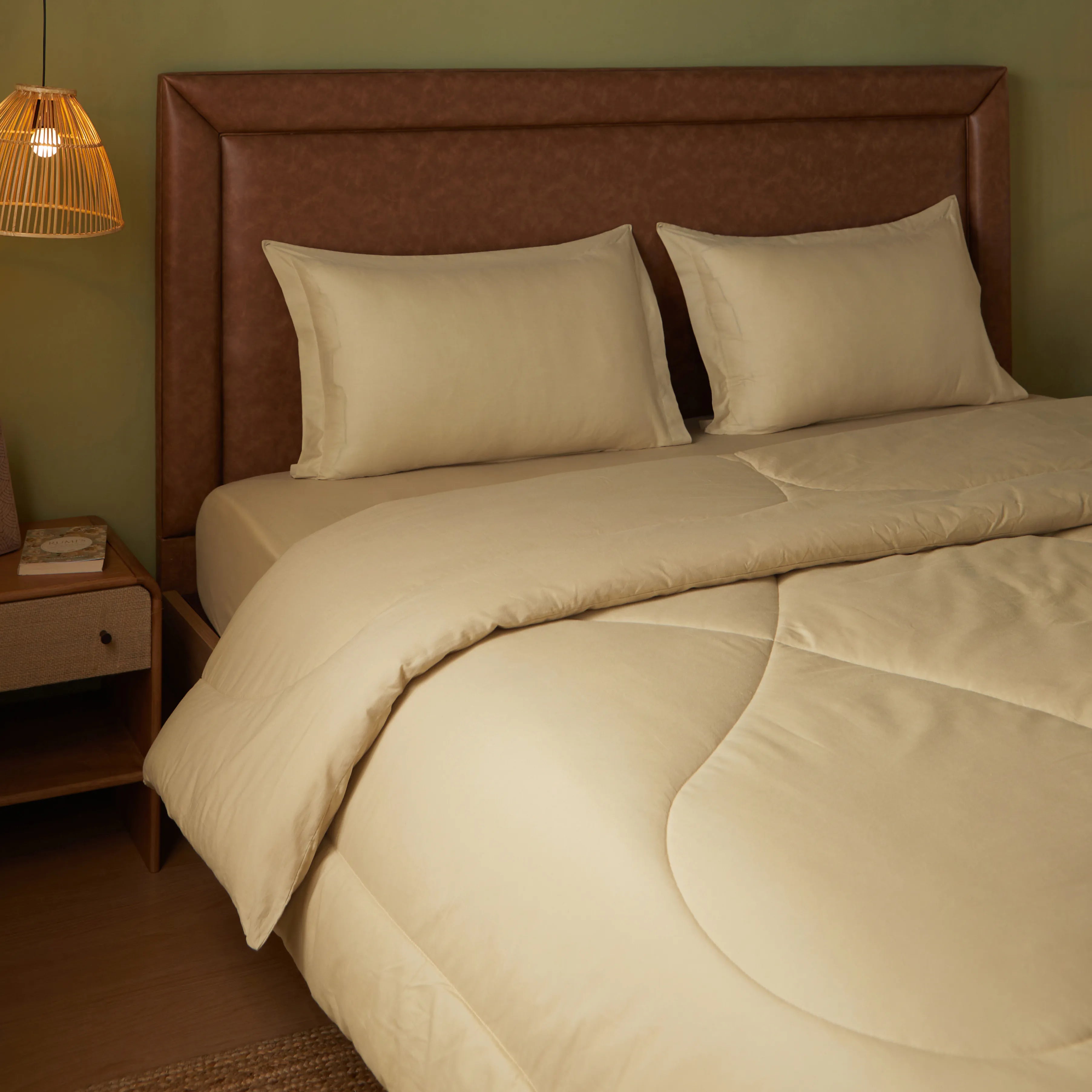 Paleto | Everyday Hues Cotton Solid Dyed 240GSM Comforter for Extra Warmth-Beige Beige / Double