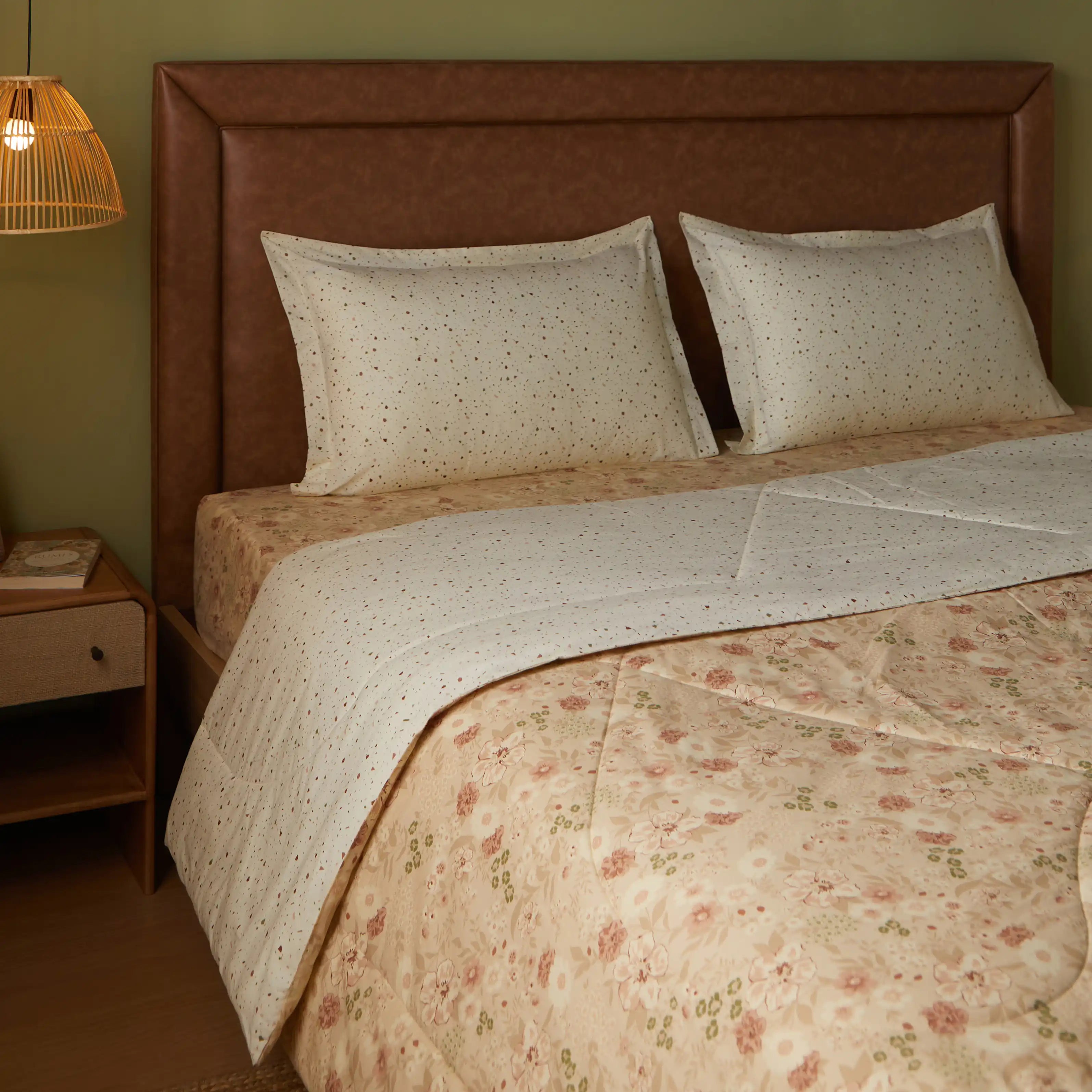 Mishella Printed Beige Comforter-120gsm Beige / Double