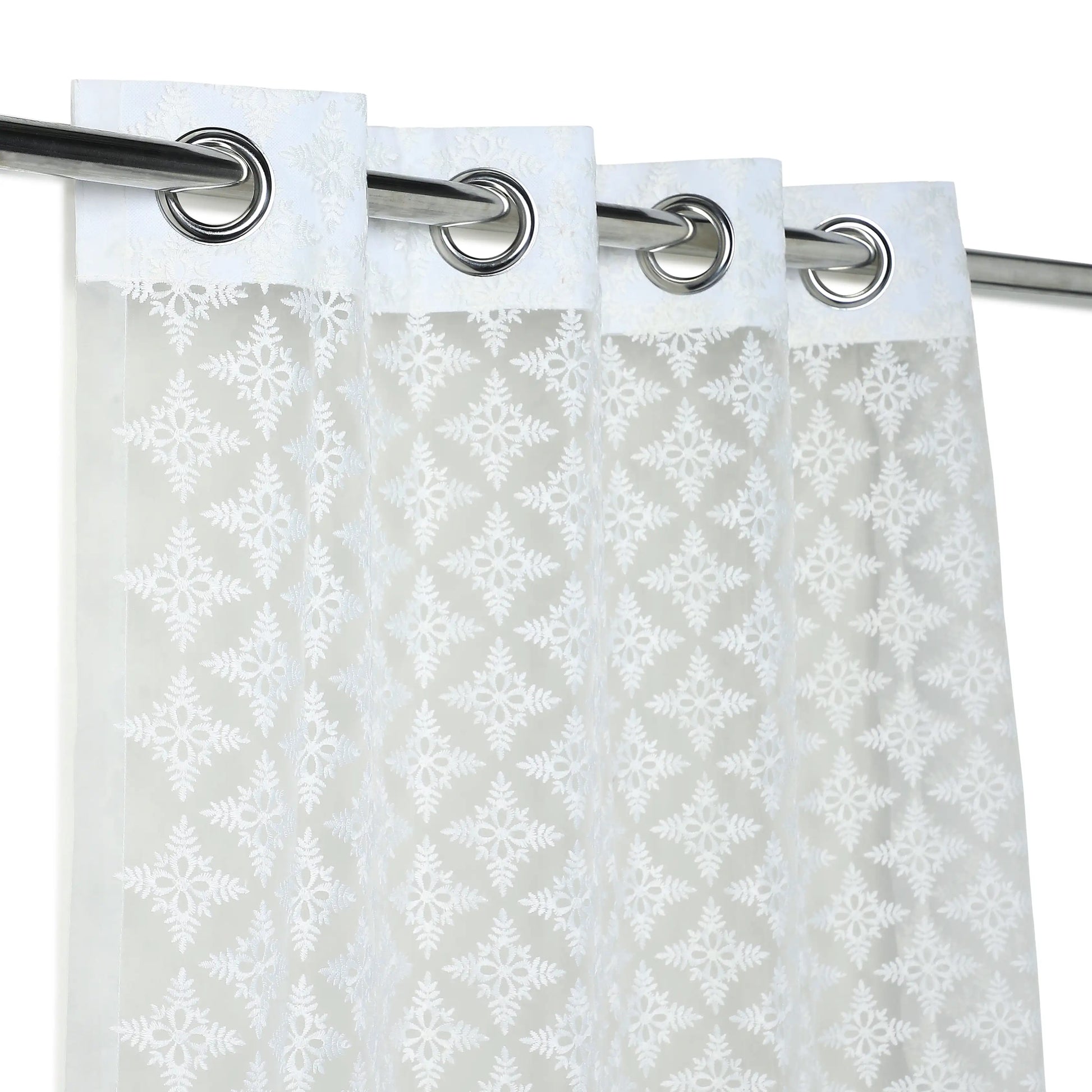 Velina Set Of 2 Embroidered Sheer Readymade Curtains | Royal Jharokha Sky Dusk / Door (3.60ft X 7.22ft)