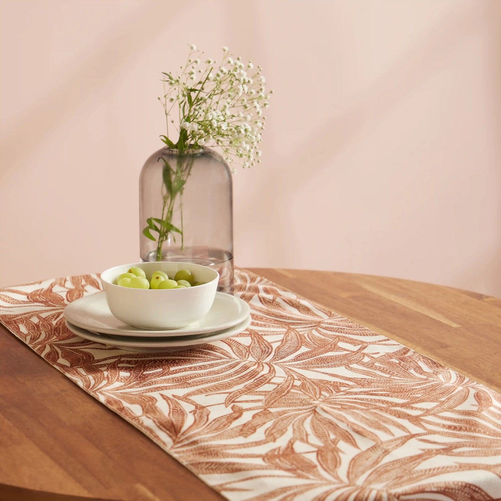 Nonna's Home 100% Polyester Table Runner Coppery Ferns / Table Runner (34cm x 120cm)