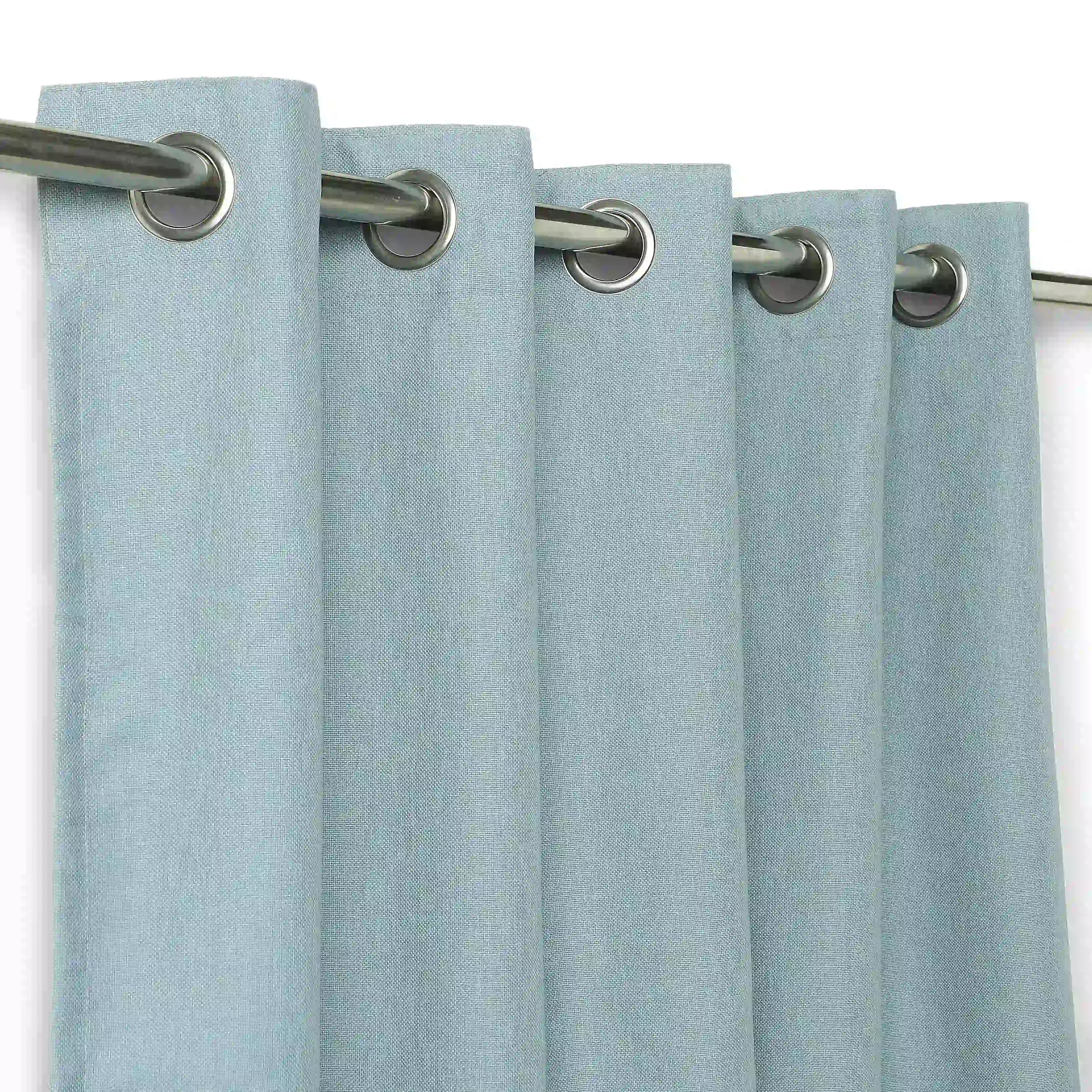 Paleto Set Of 2 Solid Readymade Curtains | Woven Calm Ocean Haze / Window (5ft X 4.4ft)