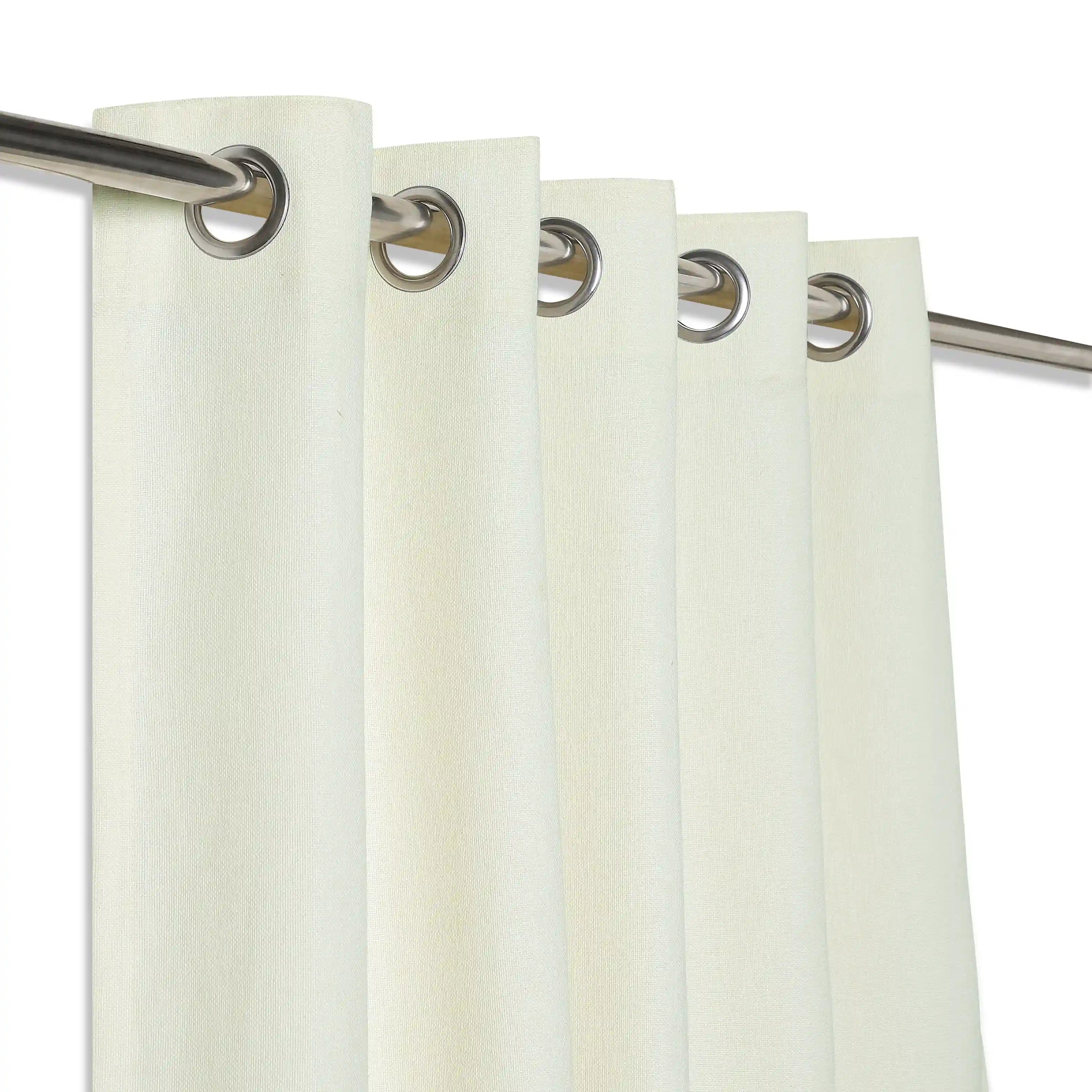 Paleto Set Of 2 Solid Readymade Curtains | Woven Calm Pale Whisper / Door (7ft X 4.4ft)