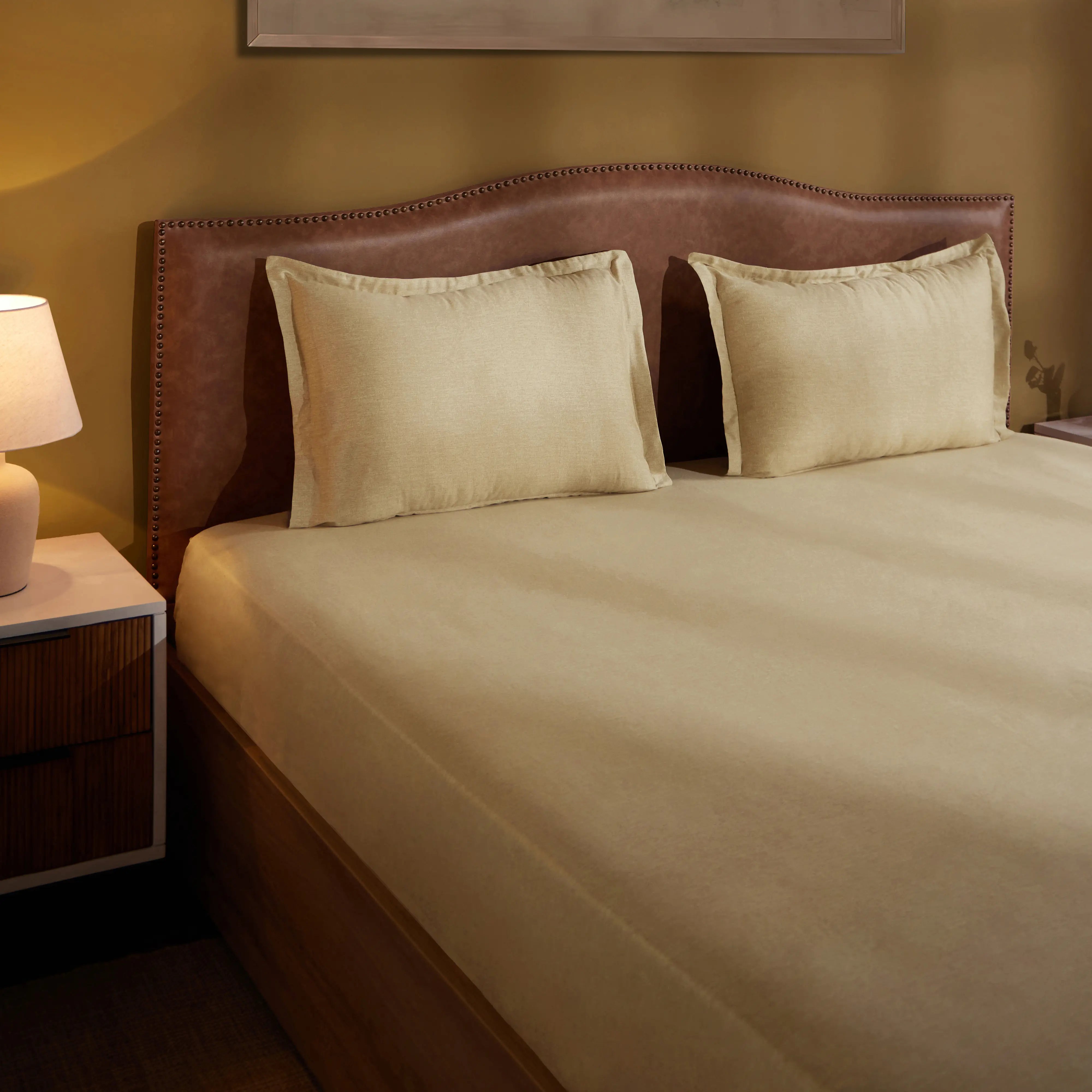 Yutori 100% Cotton Super King Bedsheet Set Beige / Super King