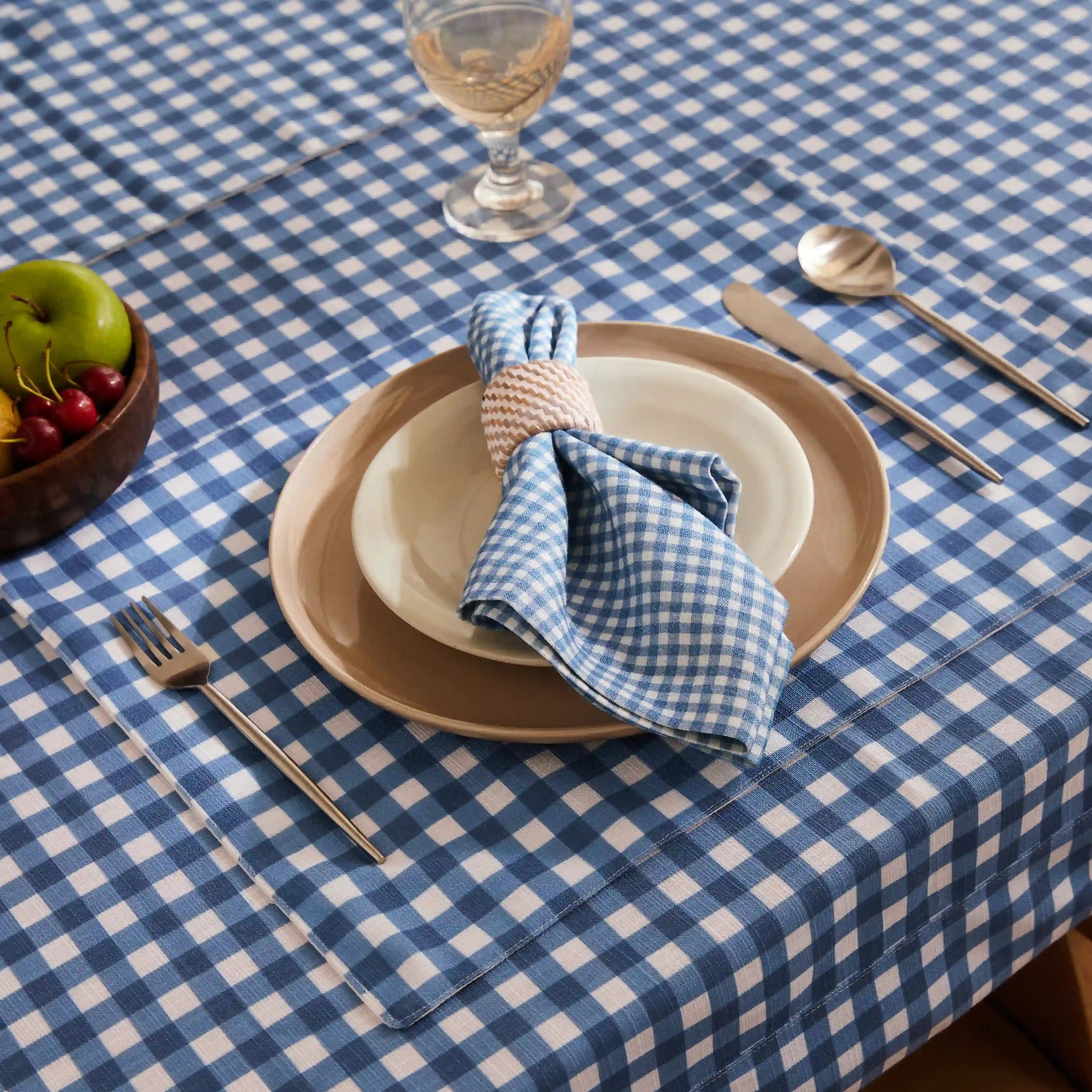 Nonna's Home 100% Polyester Table Cloth Small Blueberry Gingham / Table Cloth (150cm x 200cm)