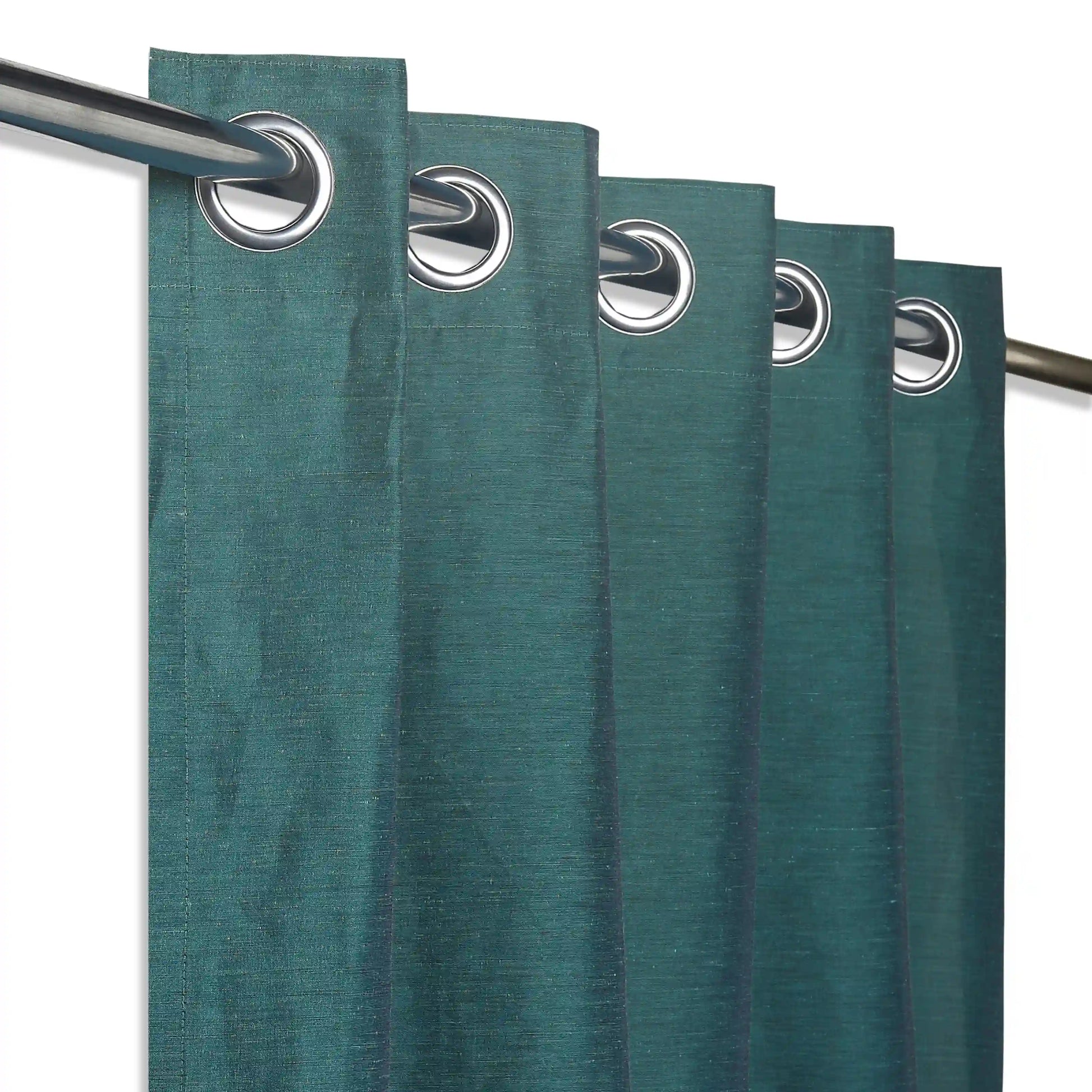 Paleto Set Of 2 Solid Readymade Curtains | Hue Harmony Deepsea / Door-XL (9ft X 4.4ft)