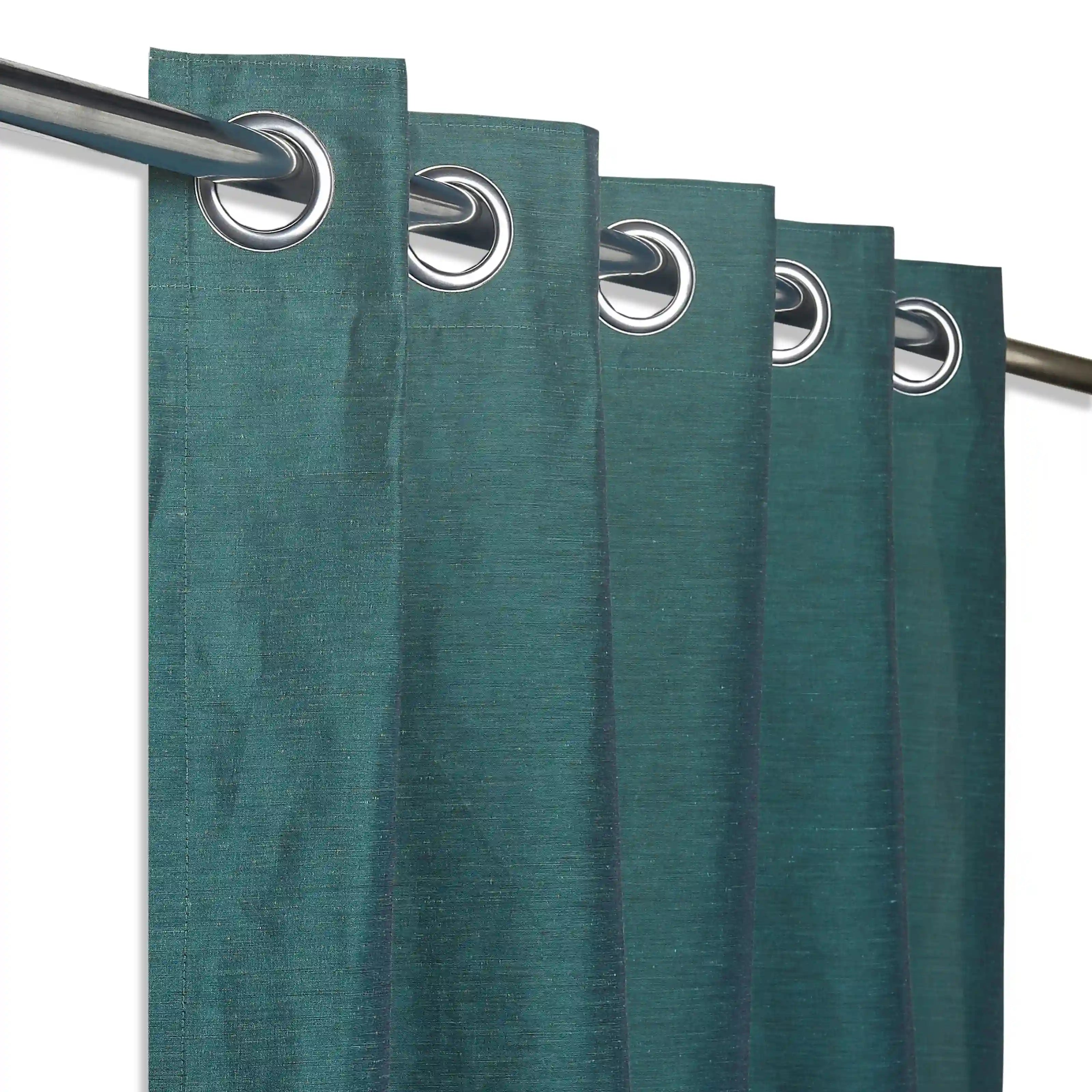 Paleto Set Of 2 Solid Readymade Curtains | Hue Harmony Deepsea / Door-XL (9ft X 4.4ft)