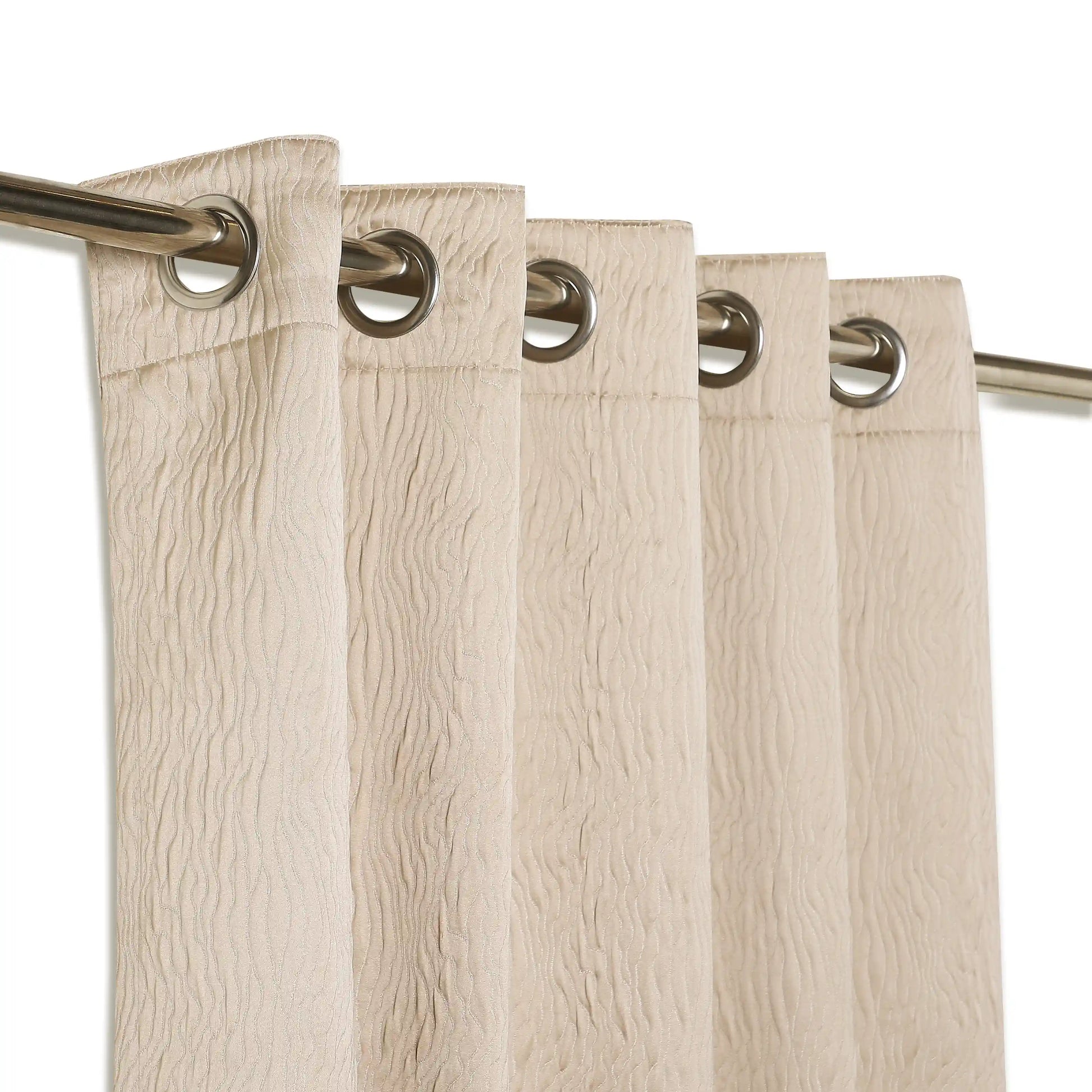Pelushe Set Of 2 Textured Readymade Curtains | Nature Flow Mushroom / Door-XL (9ft X 4.4ft)
