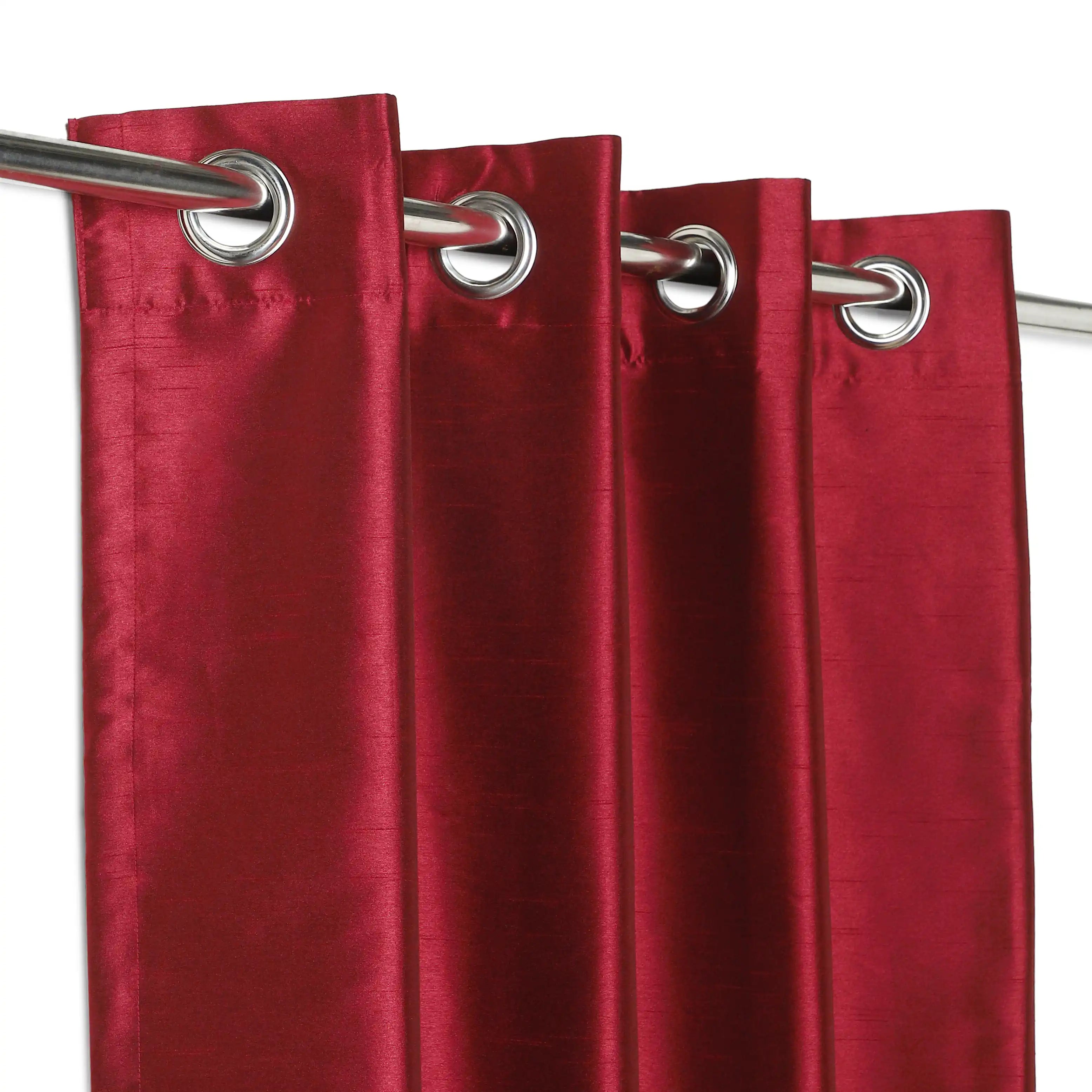 Paleto Set Of 2 Solid Readymade Curtains | Pure Hues Maroon / Door (4.25ft X 7.22ft)