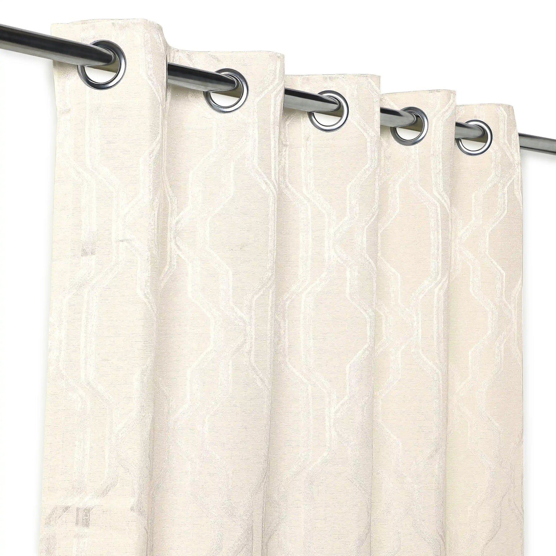 De Jacquard - Classic Set Of 2 Jacquard Readymade Curtains | Abstract Flow Pearl / Door (7ft X 4.4ft)