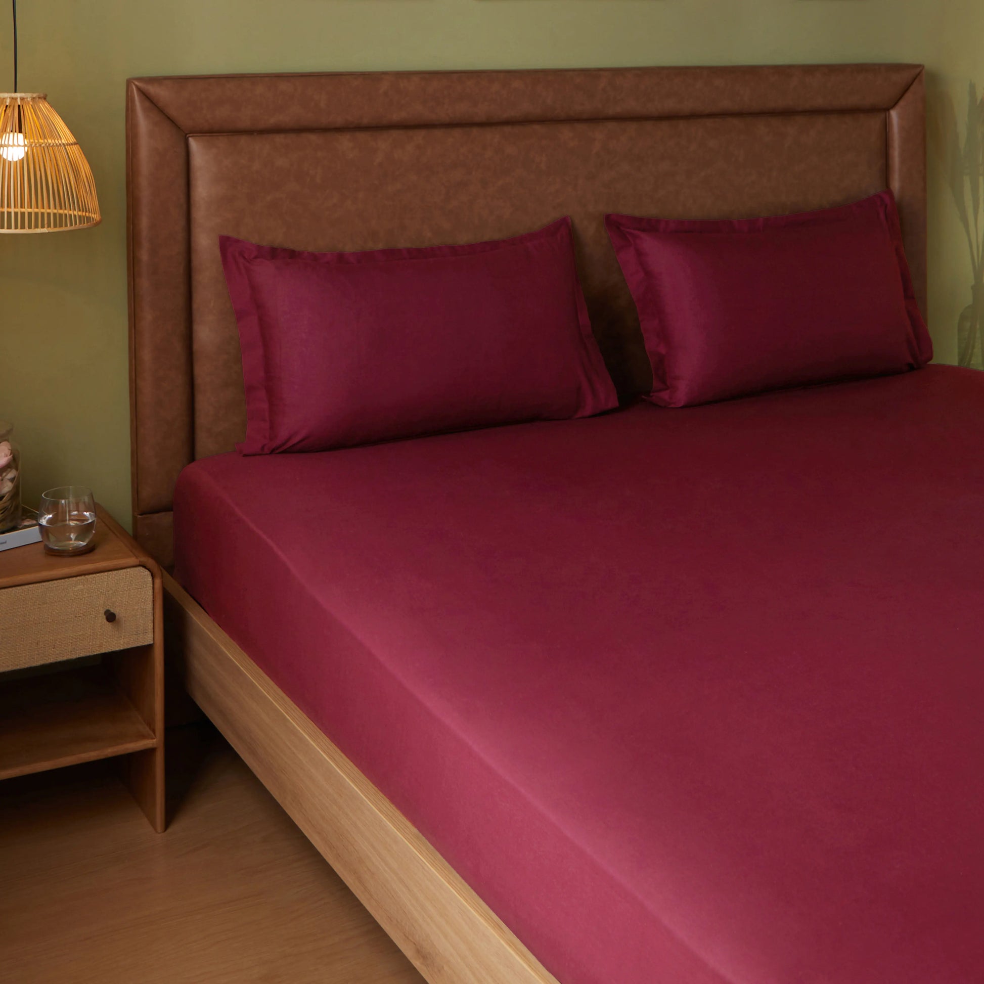 Paleto | Everyday Hues Solid Dyed Cotton Fitted Sheet Set-Windsor Wine Windsor Wine / Queen