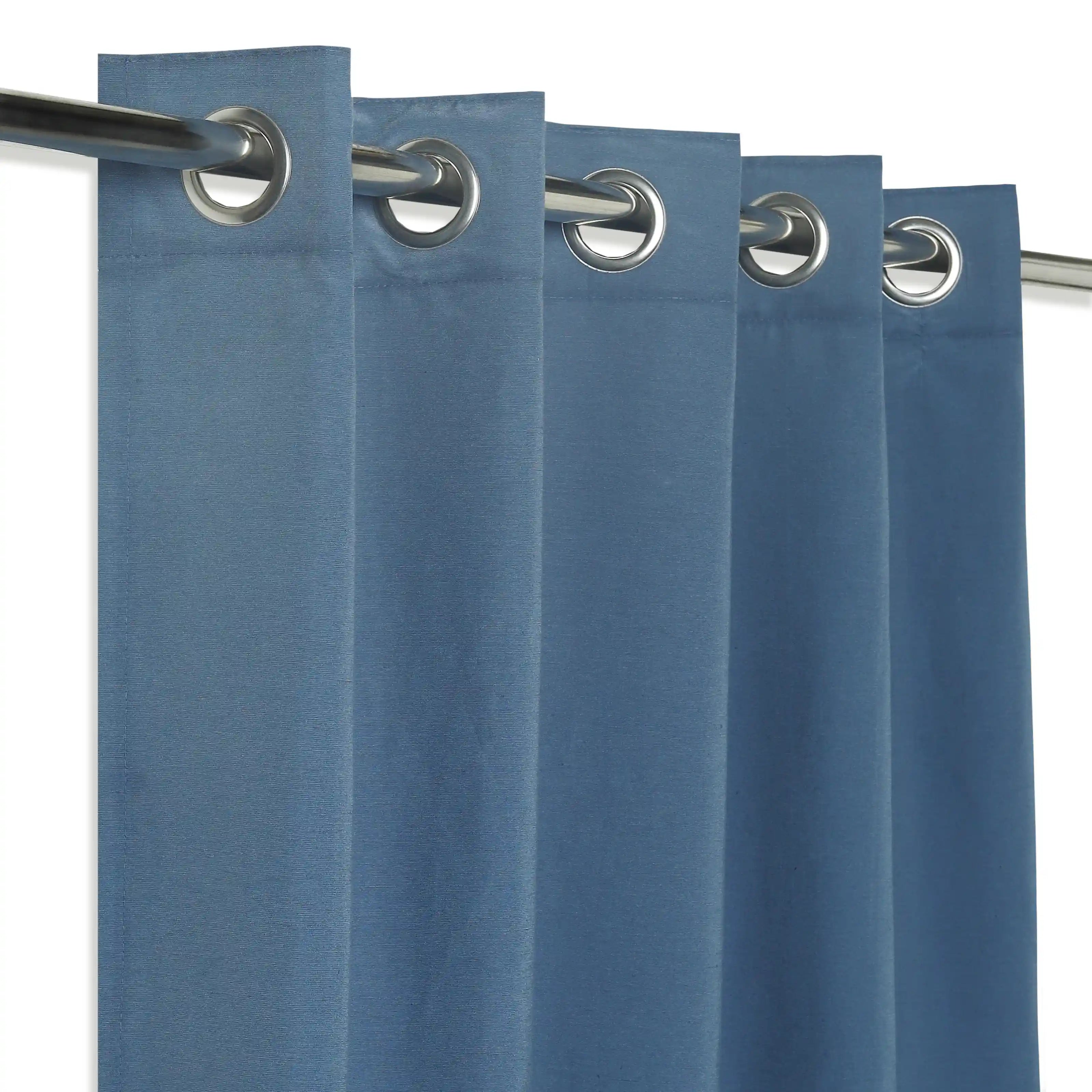 Paleto Set Of 2 Solid Readymade Curtains | Hue Harmony Denim / Door (7ft X 4.4ft)