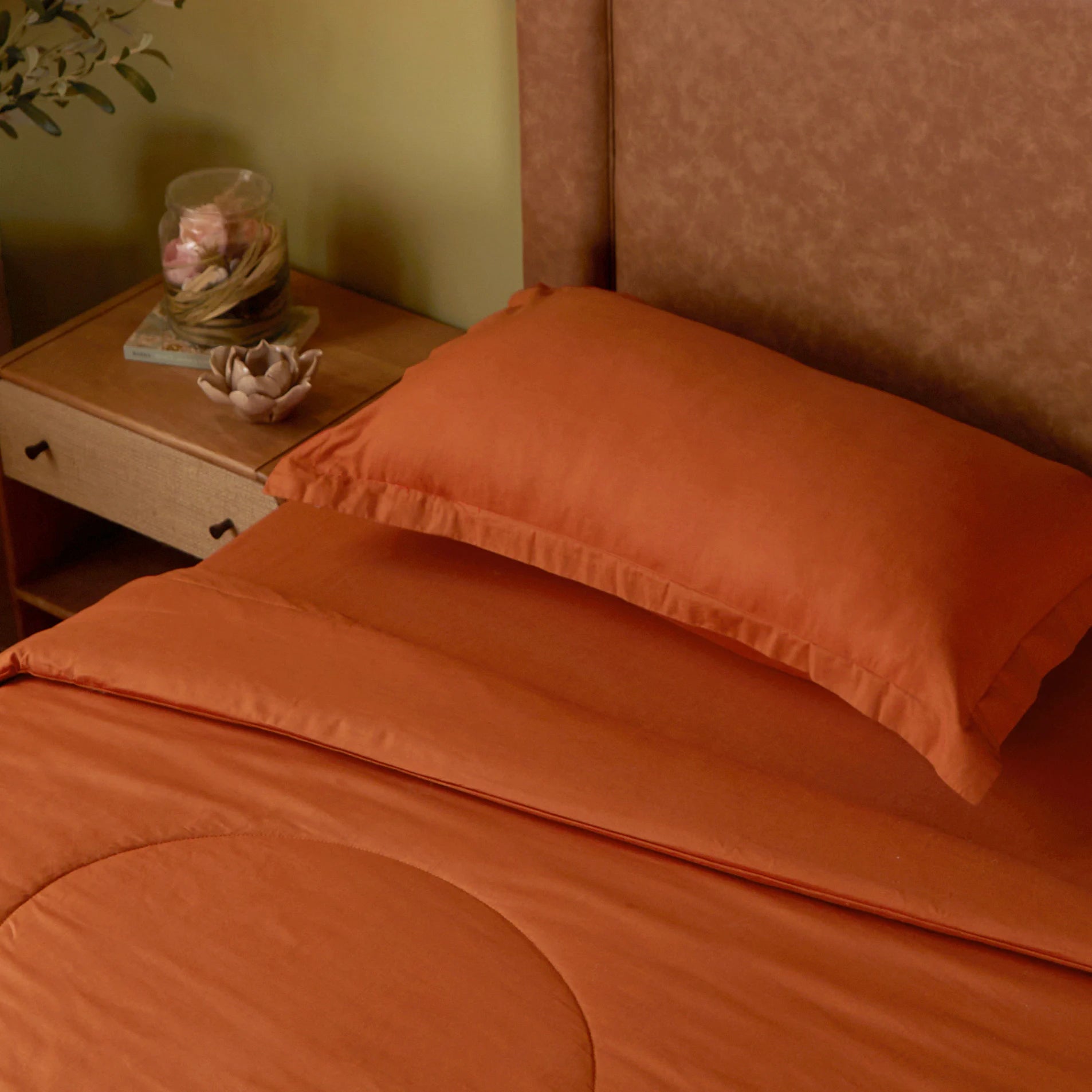 Paleto | Everyday Hues Cotton Solid Dyed 120GSM Comforter-Rust Rust / Single