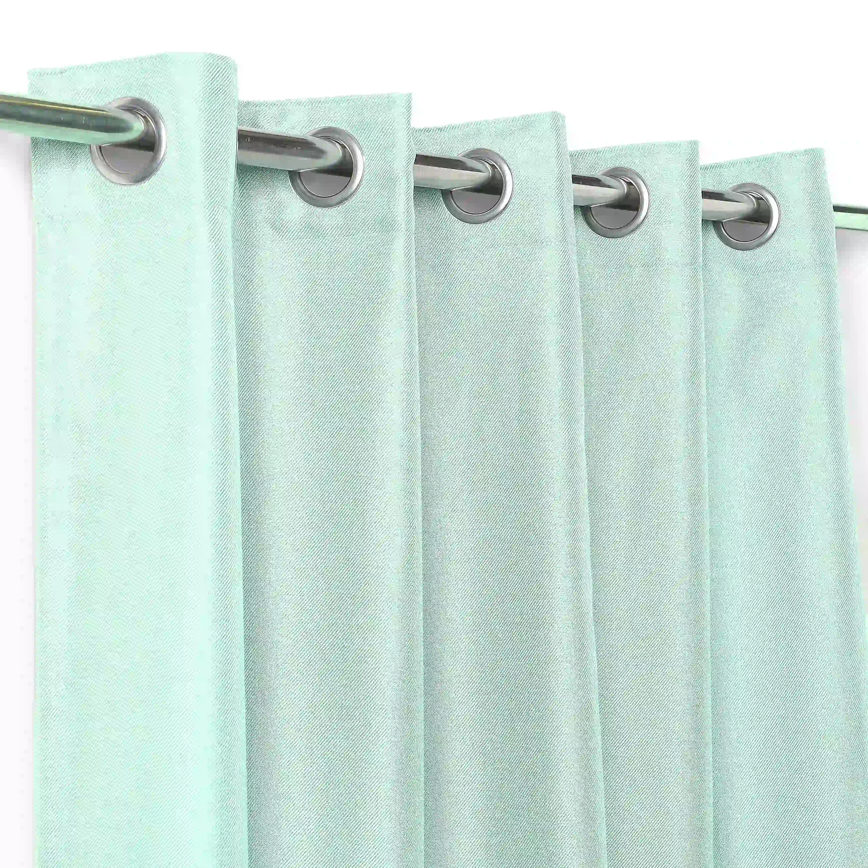 Paleto Set Of 2 Solid Readymade Curtains | Muted Moments Mist / Window (5ft X 4.4ft)