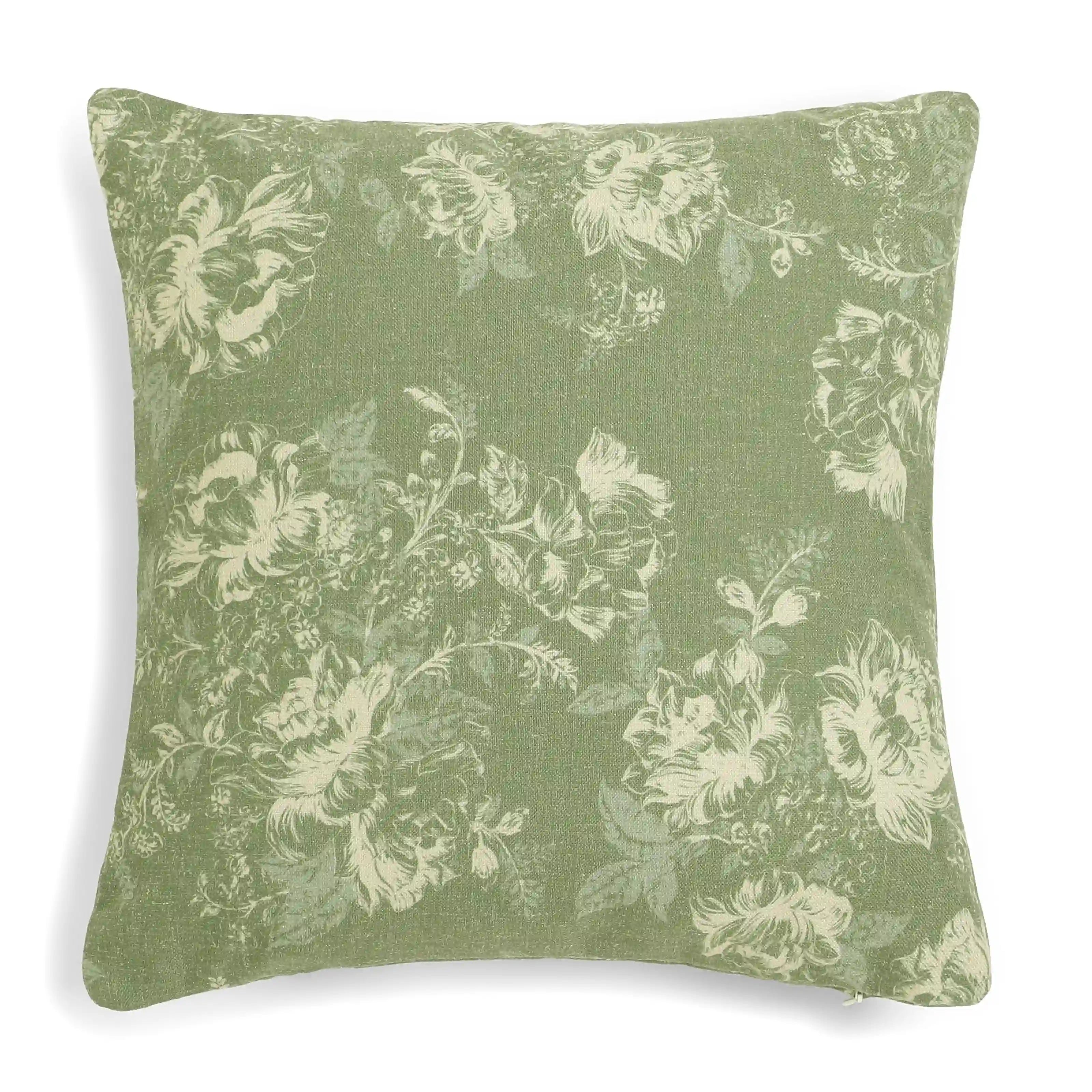 Vissencia Printed Cushion Cover | Blossoms Olive / Cushion Cover (51cm x 51cm)