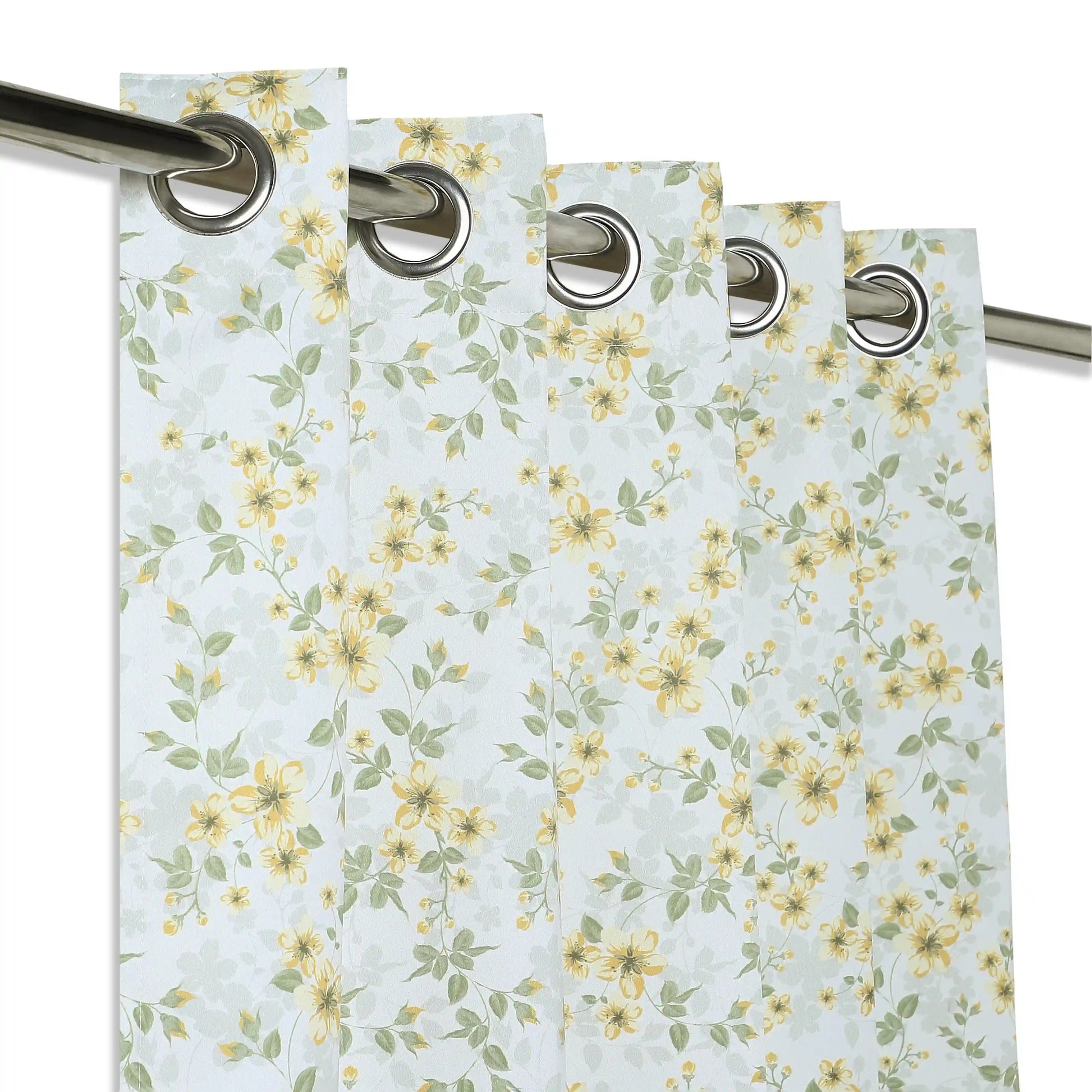 Bloomshire Classic Set Of 2 Printed Readymade Curtains | Blooming Tales Pistachio / Window (5ft X 4.4ft)