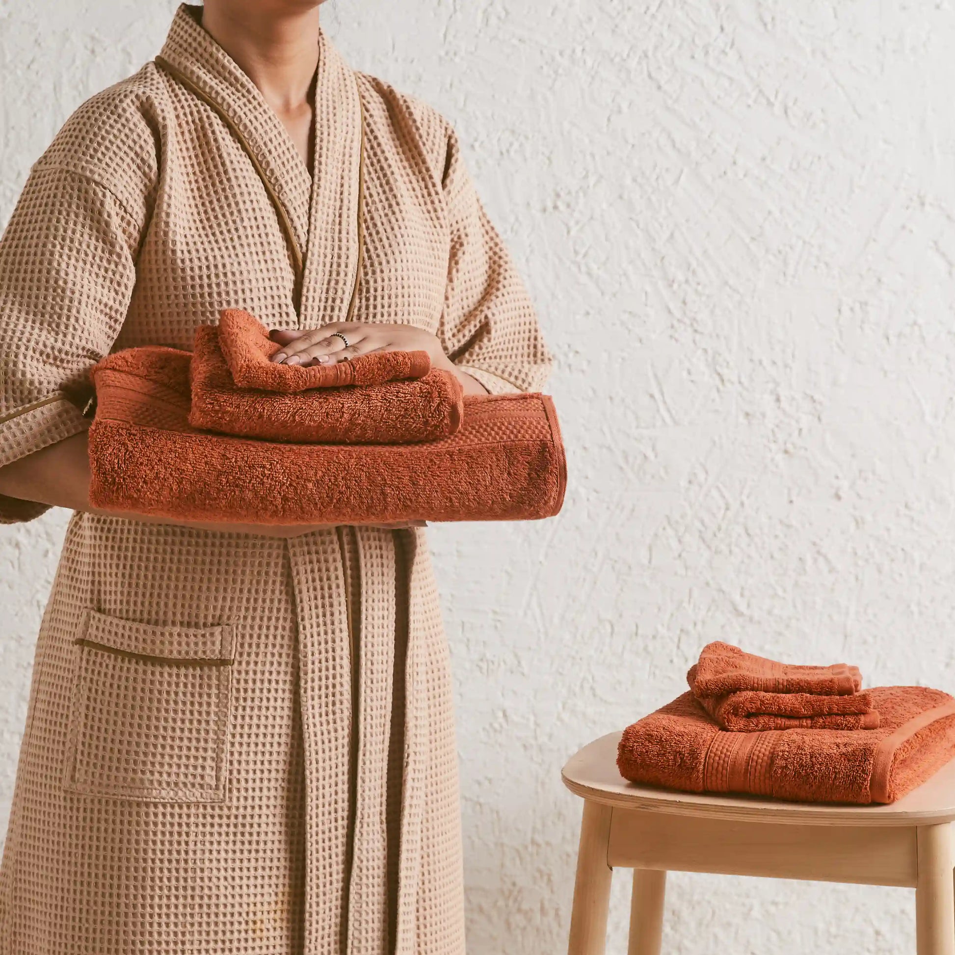 Paleto | Everyday Essentials Absorbent Ring Spun Cotton 6 Piece Terry Towel Set | Set of Bath, Hand & Face Towels Burnt Red / 6 Piece Set