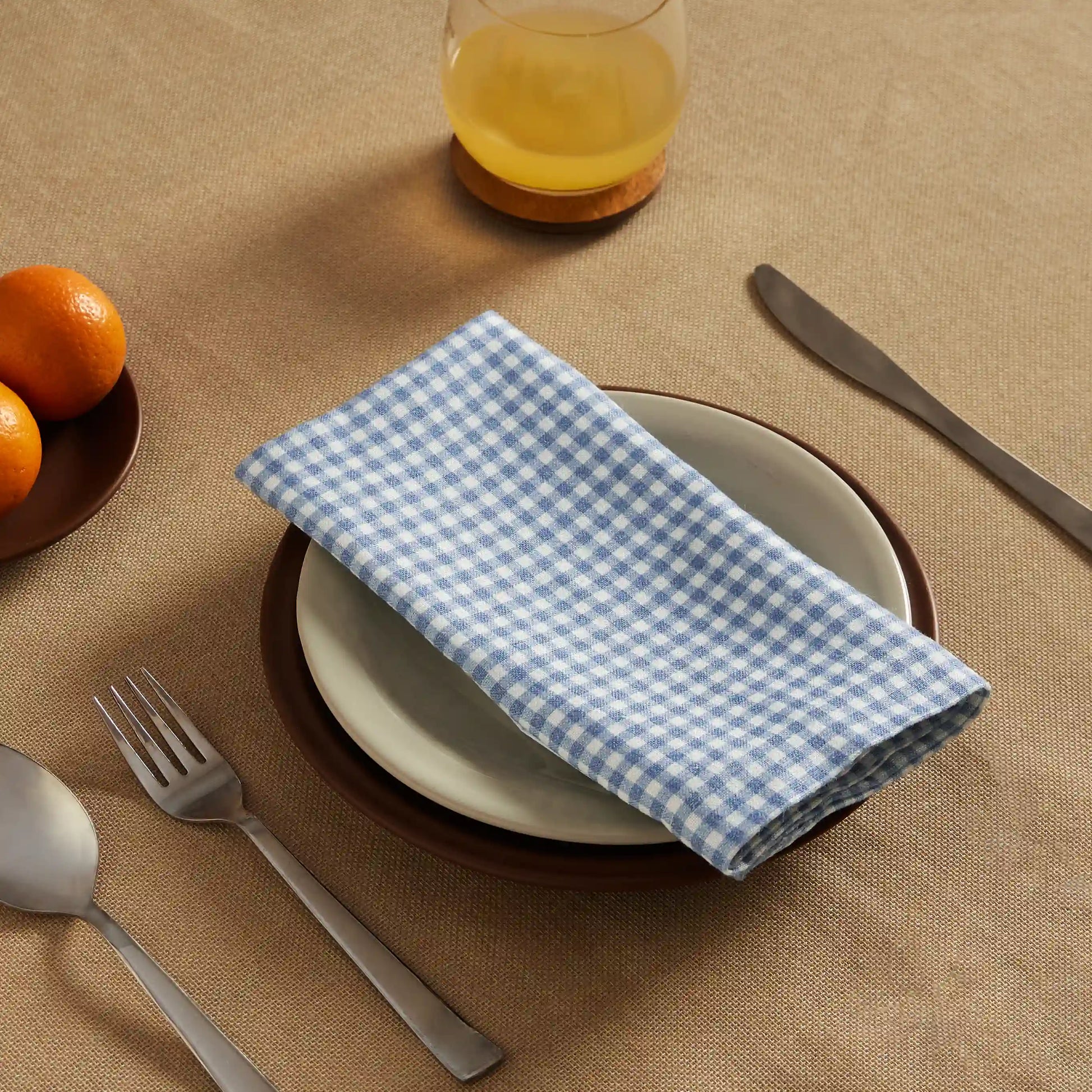 Nonna's Home 100% Cotton Table Napkin Set Small Blueberry Gingham / Pack of 6