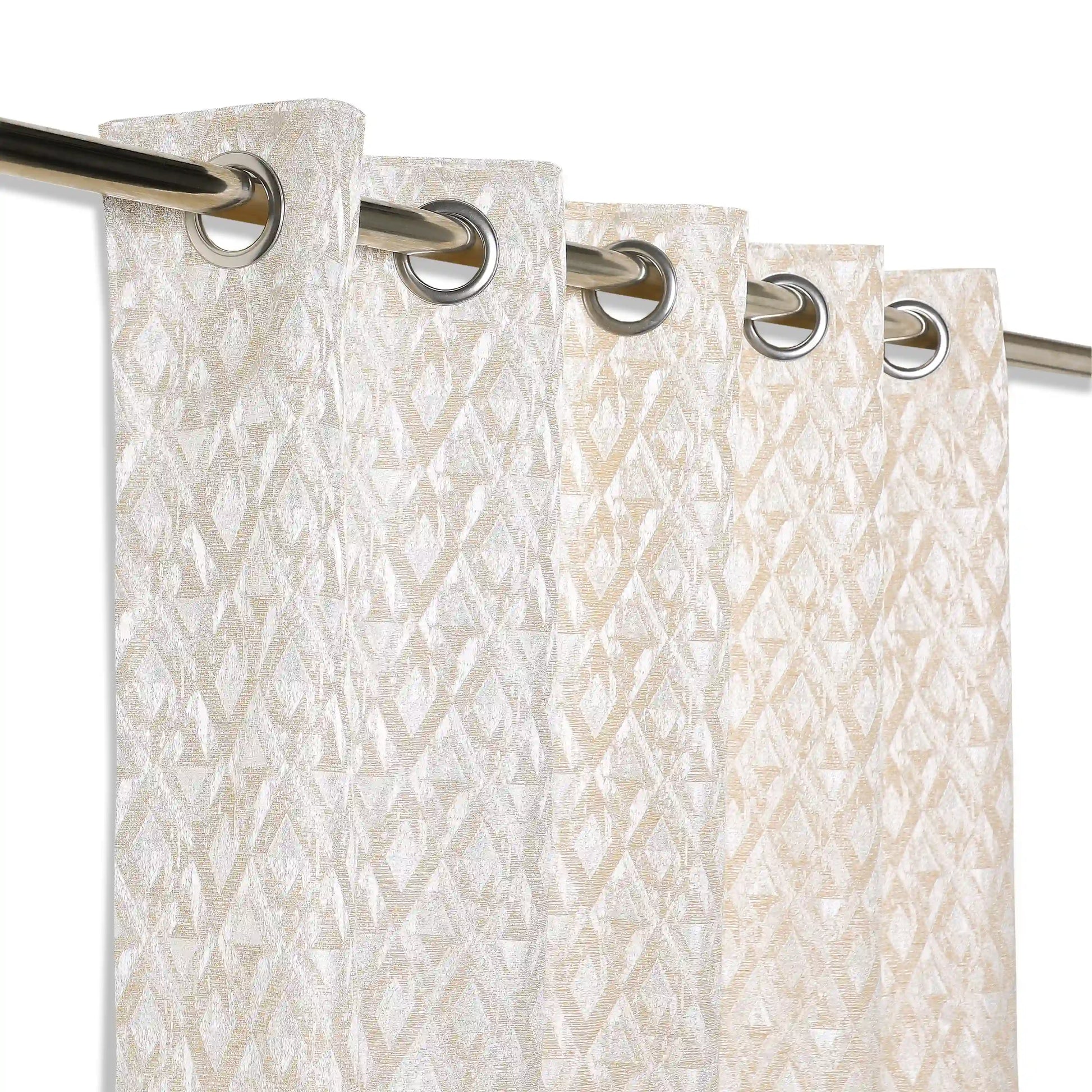 De Jacquard - Classic Set Of 2 Jacquard Readymade Curtains | Diamond Drift Lime / Window (5ft X 4.4ft)