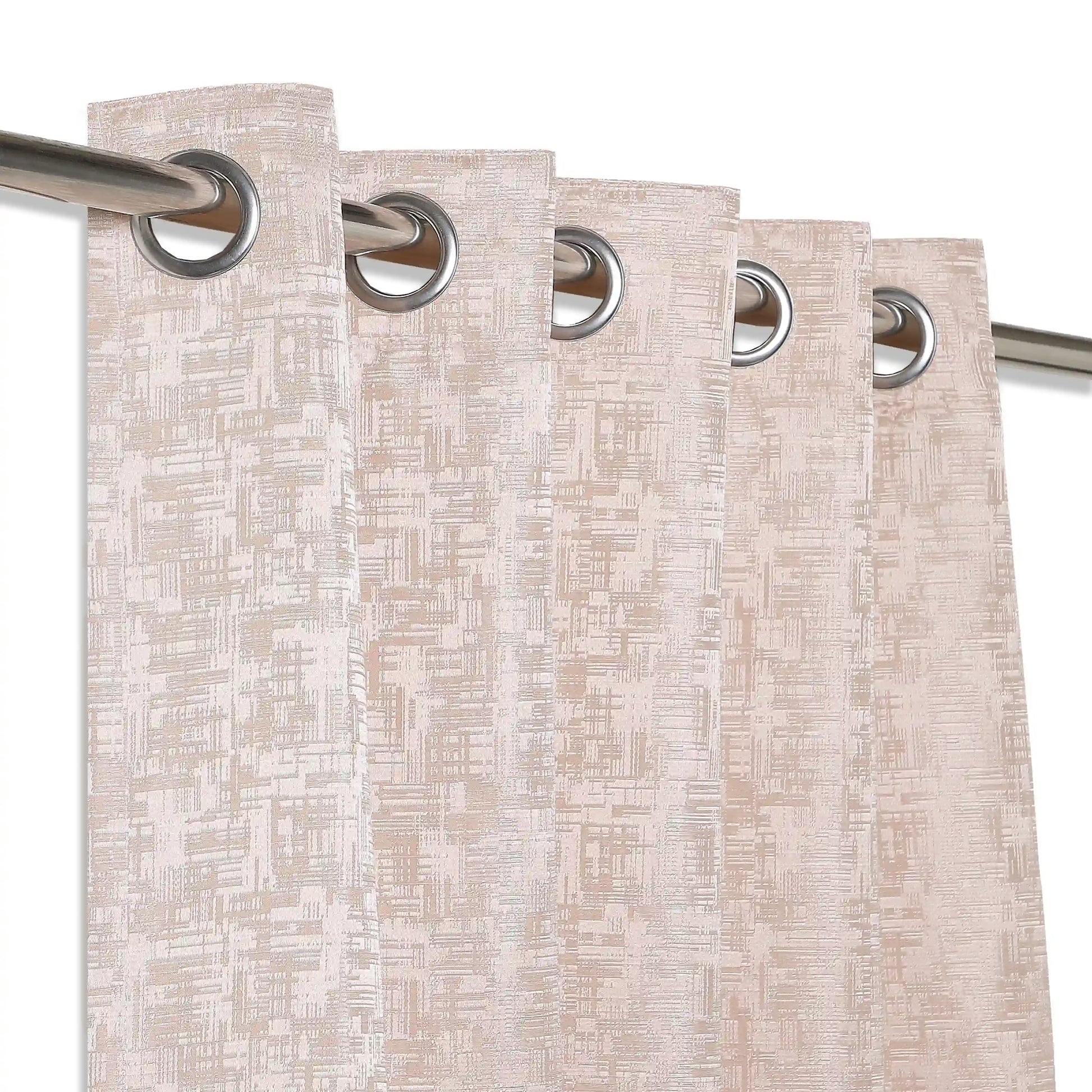 De Jacquard - Classic Set Of 2 Jacquard Readymade Curtains | Textured tales Blush / Door (7ft X 4.4ft)