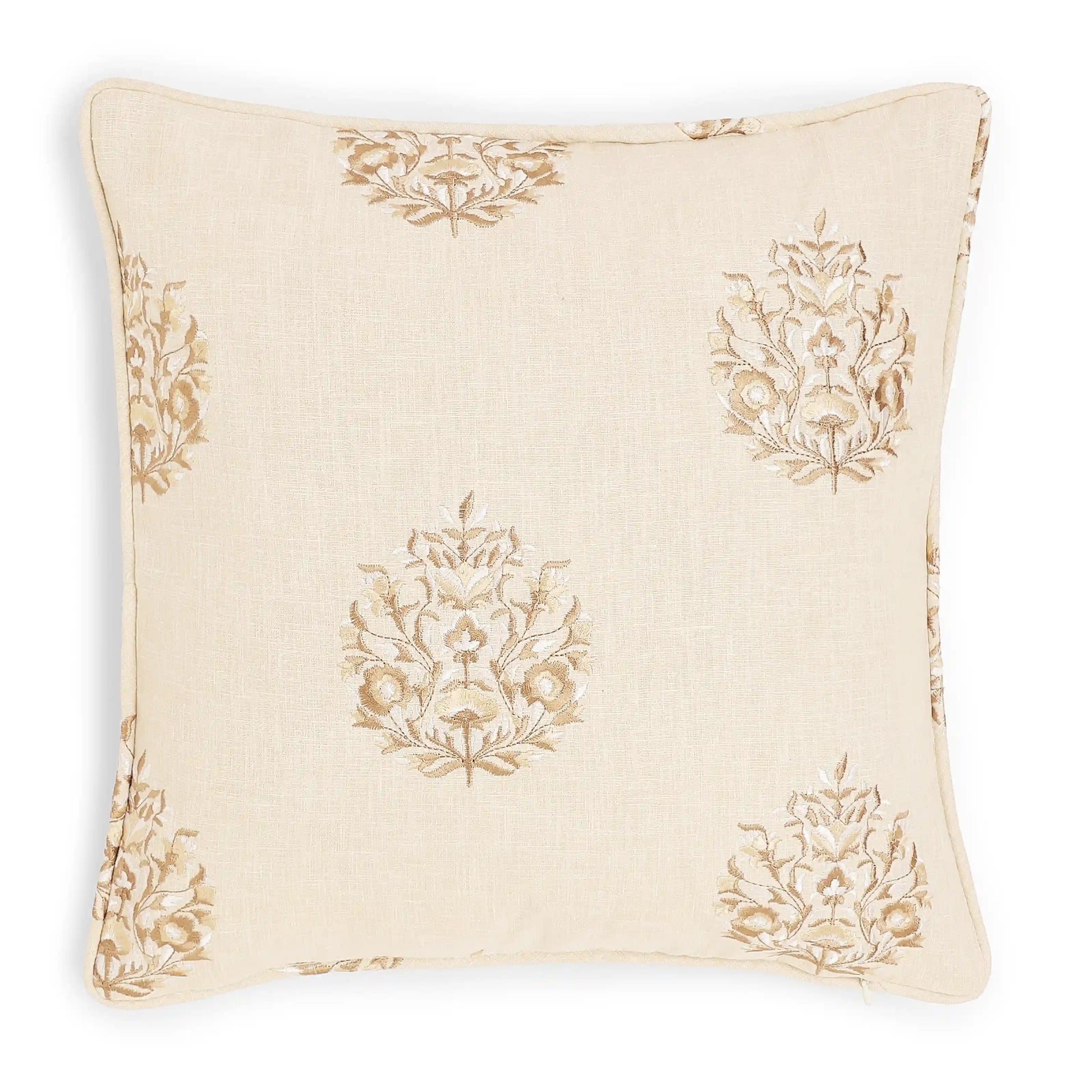 Espricia Embroidered Cushion Cover | Bagh Bahaar Wheat Whisper / Cushion Cover (51cm x 51cm)