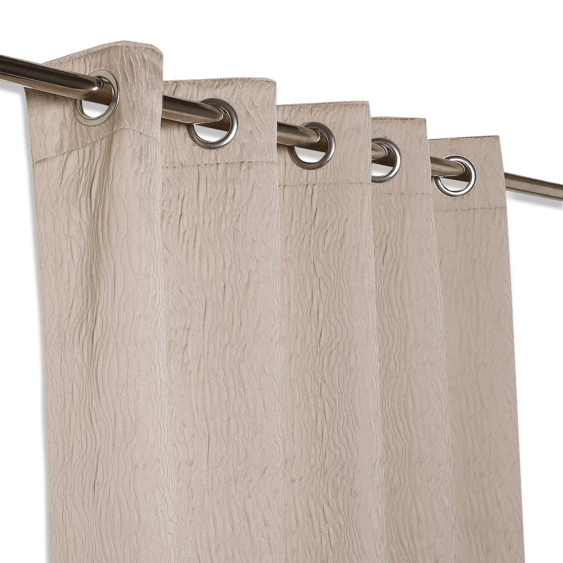 Pelushe Set Of 2 Textured Readymade Curtains | Nature Flow Mushroom / Window (5ft X 4.4ft)