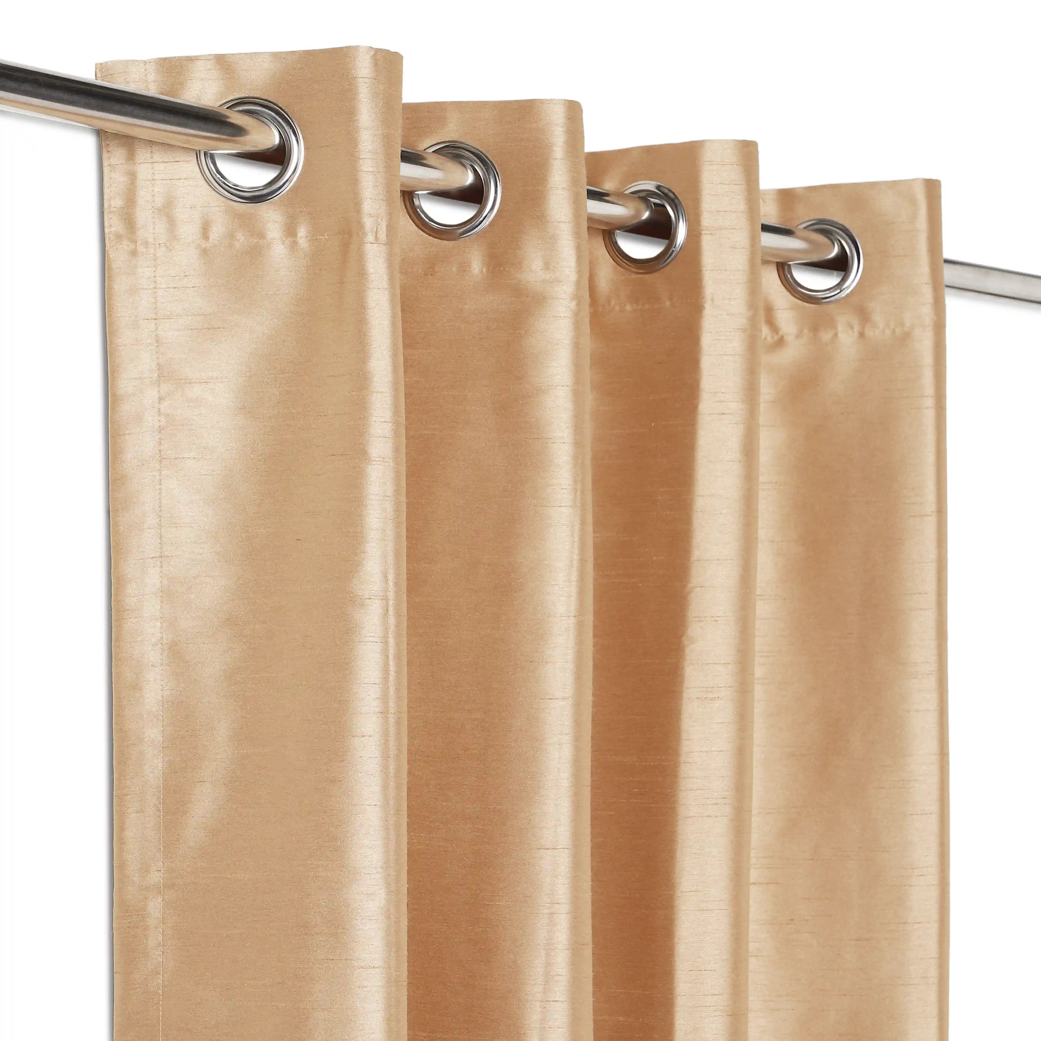 Paleto Set Of 2 Solid Readymade Curtains | Pure Hues Wheat Husk / Door (4.25ft X 7.22ft)