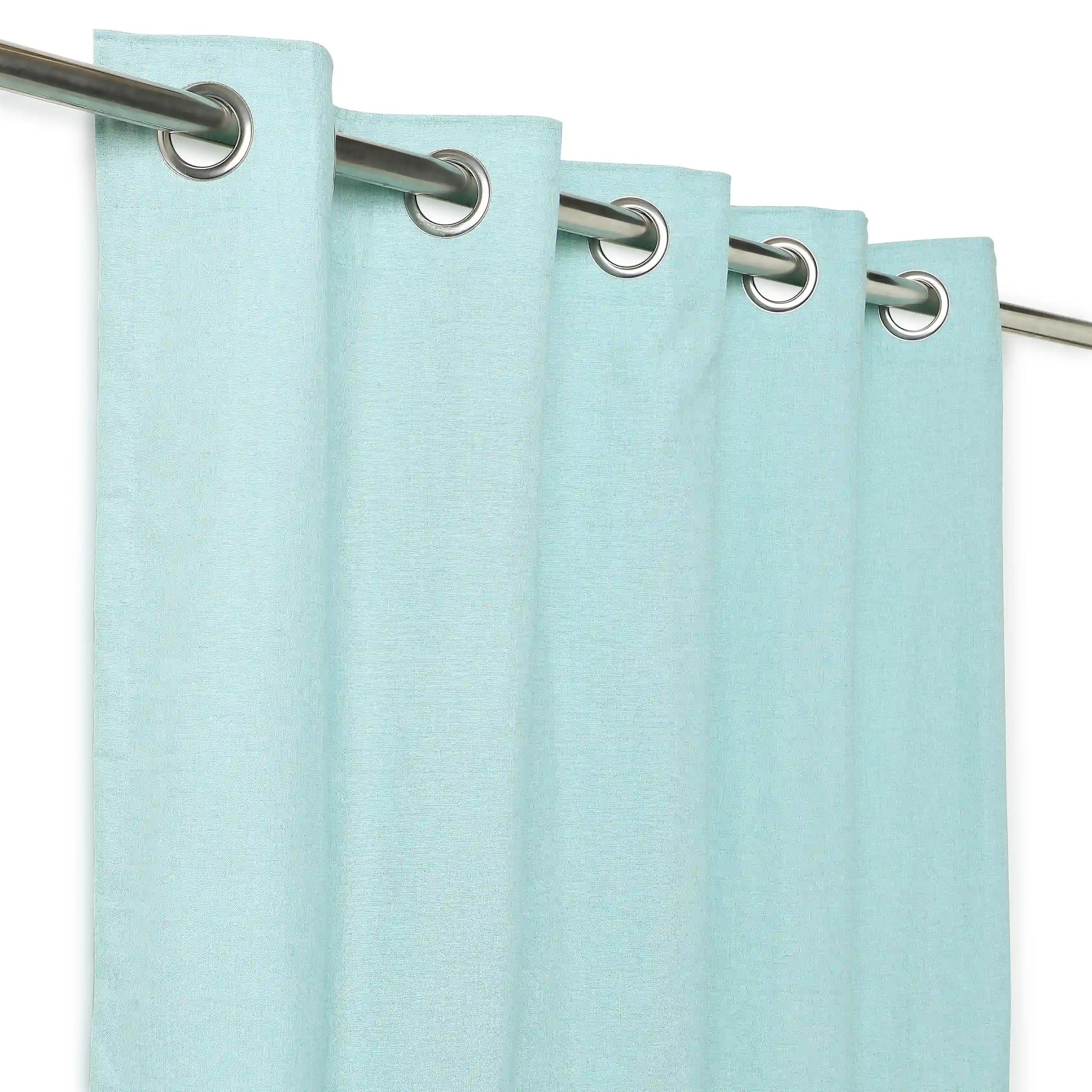 Paleto Set Of 2 Solid Readymade Curtains | Monsoon Hues Coastal Dew / Door (7ft X 4.4ft)