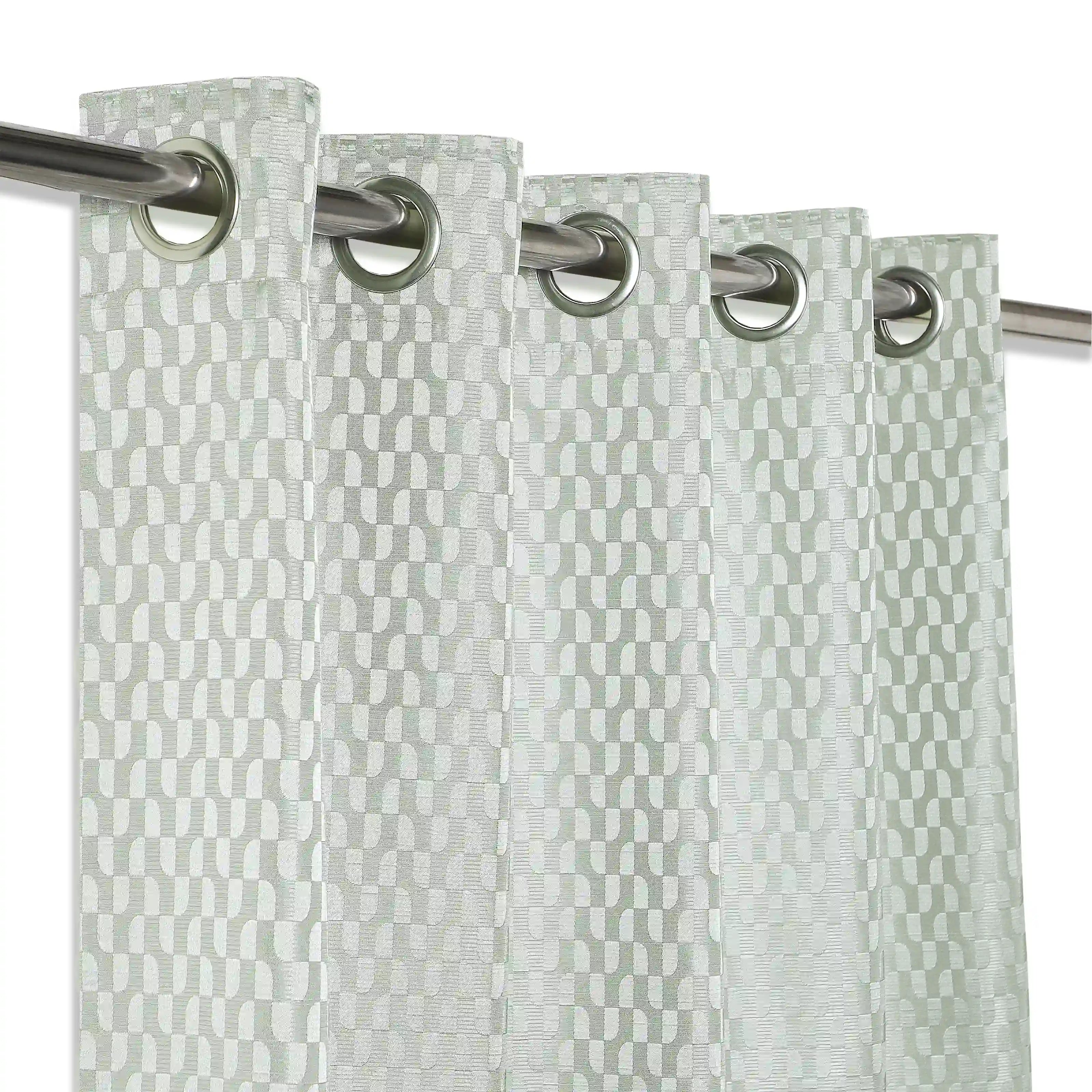De Jacquard - Classic Set Of 2 Jacquard Readymade Curtains | Rolling Rhythm Twilight Mist / Window (5ft X 4.4ft)