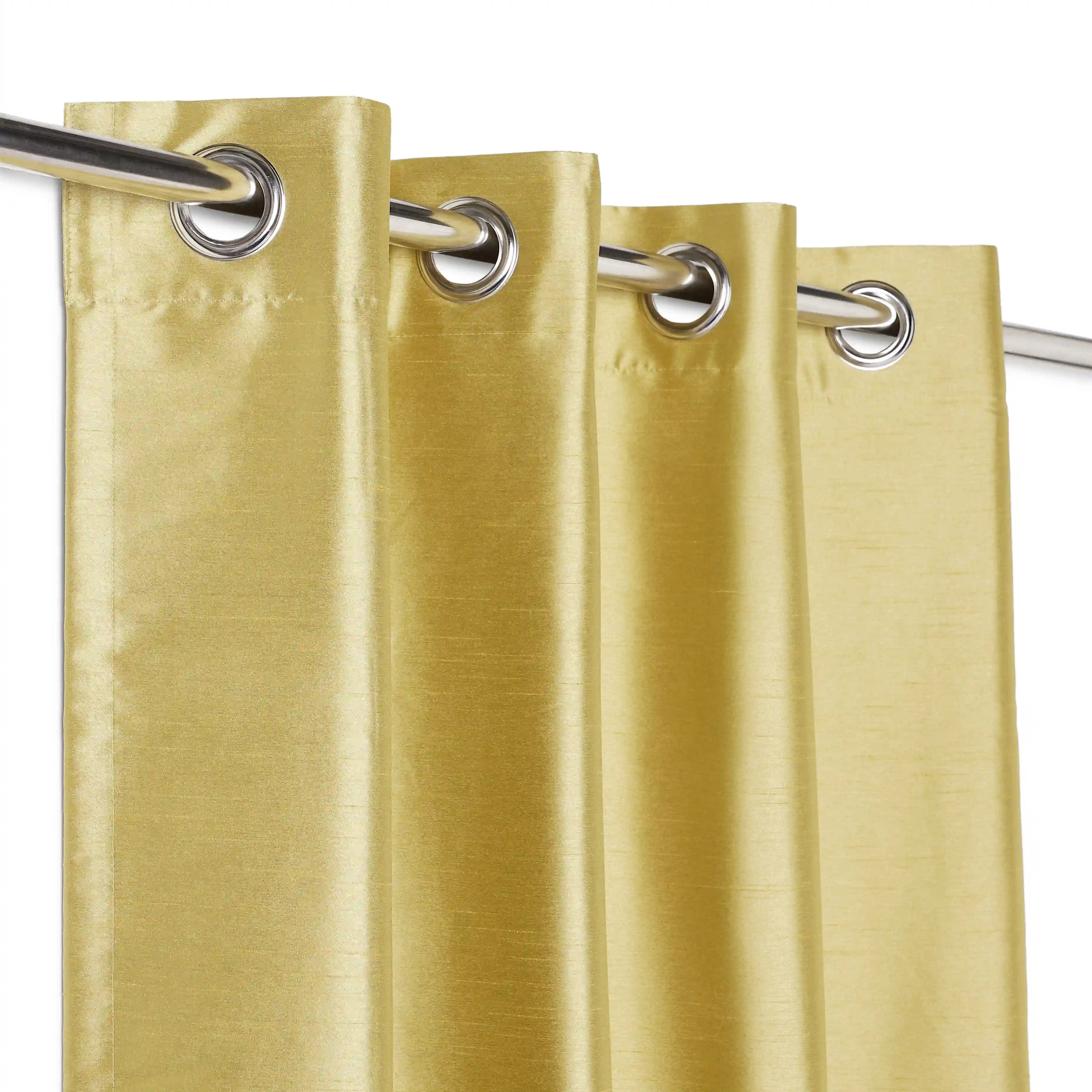 Paleto Set Of 2 Solid Readymade Curtains | Pure Hues Honey / Door (4.25ft X 7.22ft)