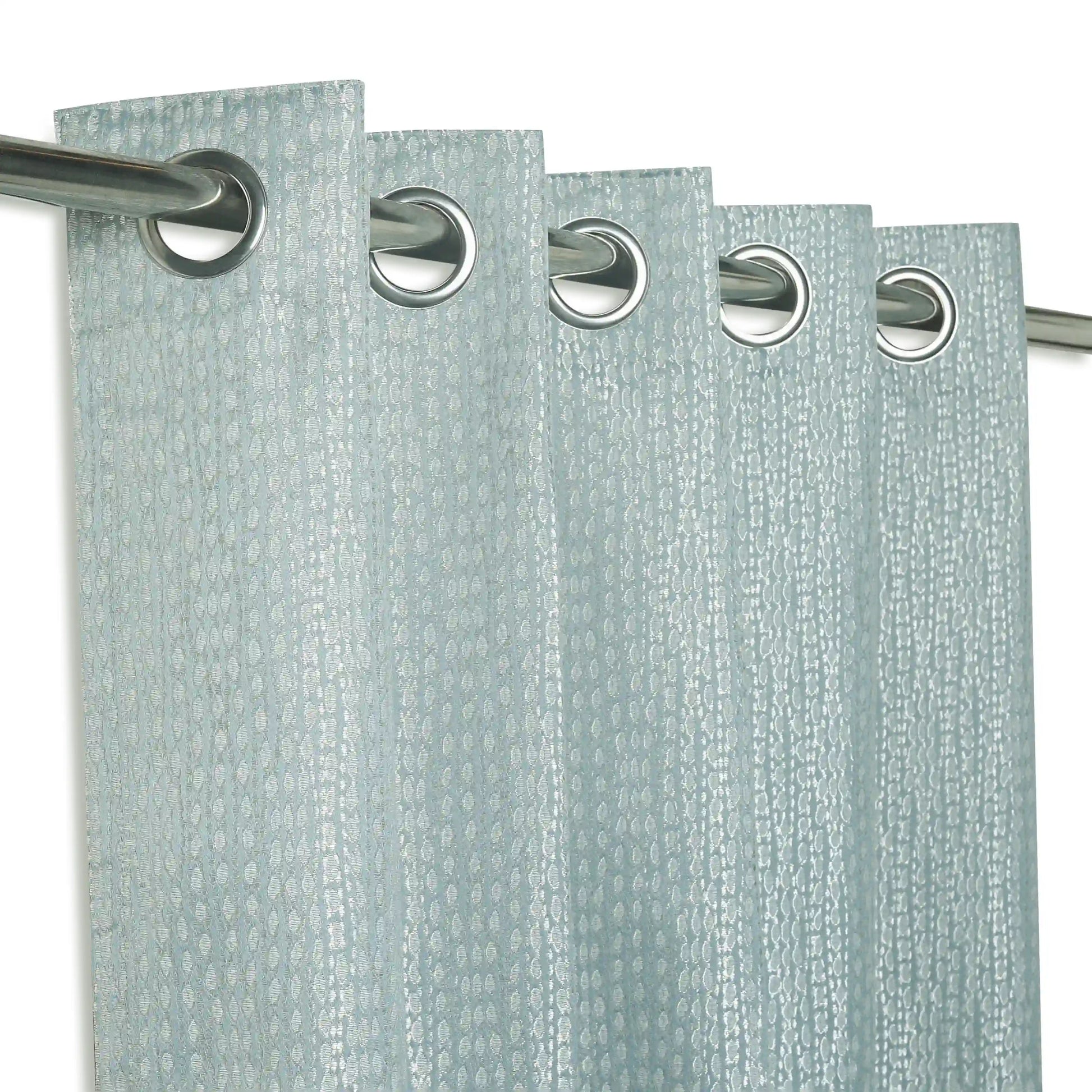 De Jacquard - Luxe Set Of 2 Jacquard Readymade Curtains | Natural Imprint Ink Dust / Door (7ft X 4.4ft)
