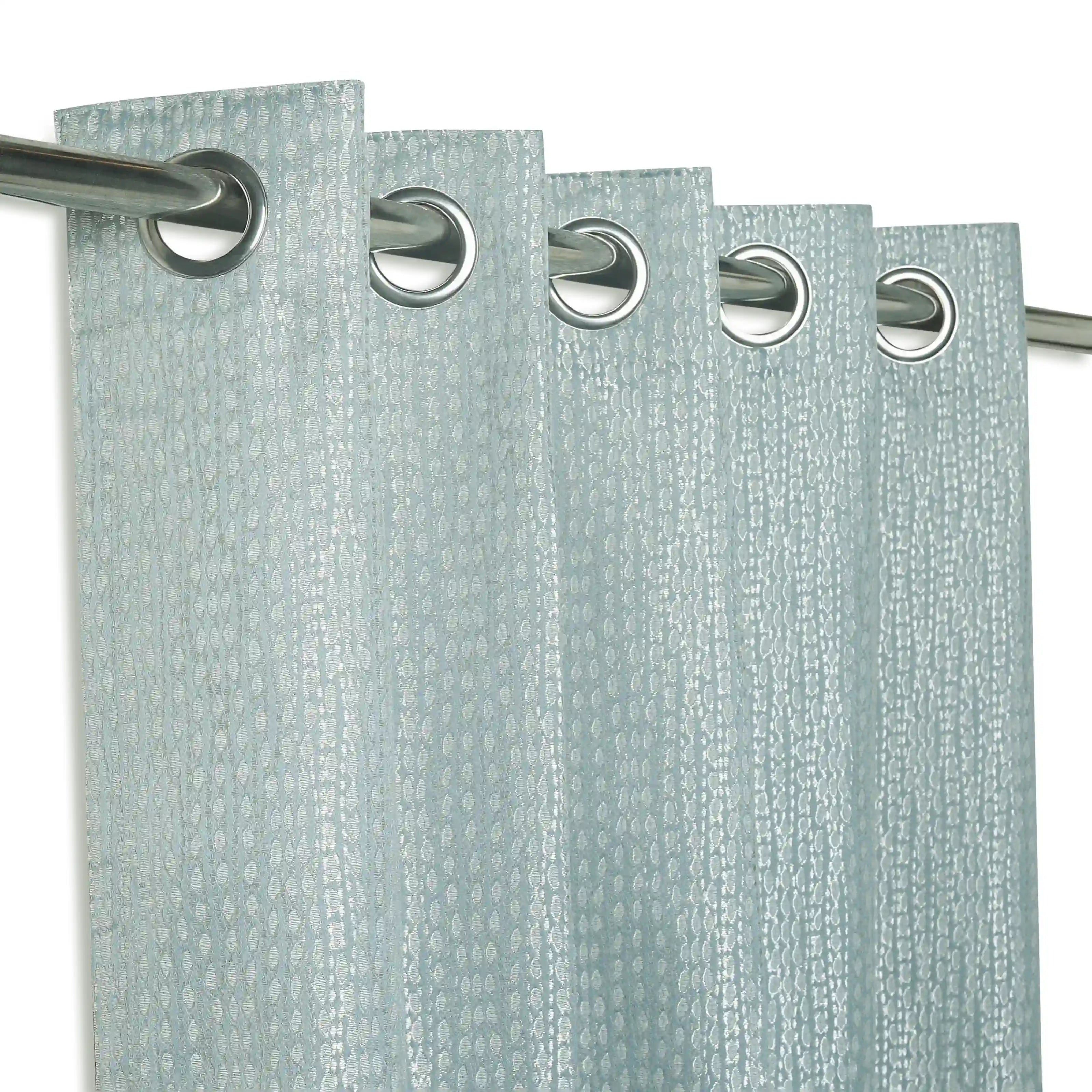 De Jacquard - Luxe Set Of 2 Jacquard Readymade Curtains | Natural Imprint Ink Dust / Door (7ft X 4.4ft)
