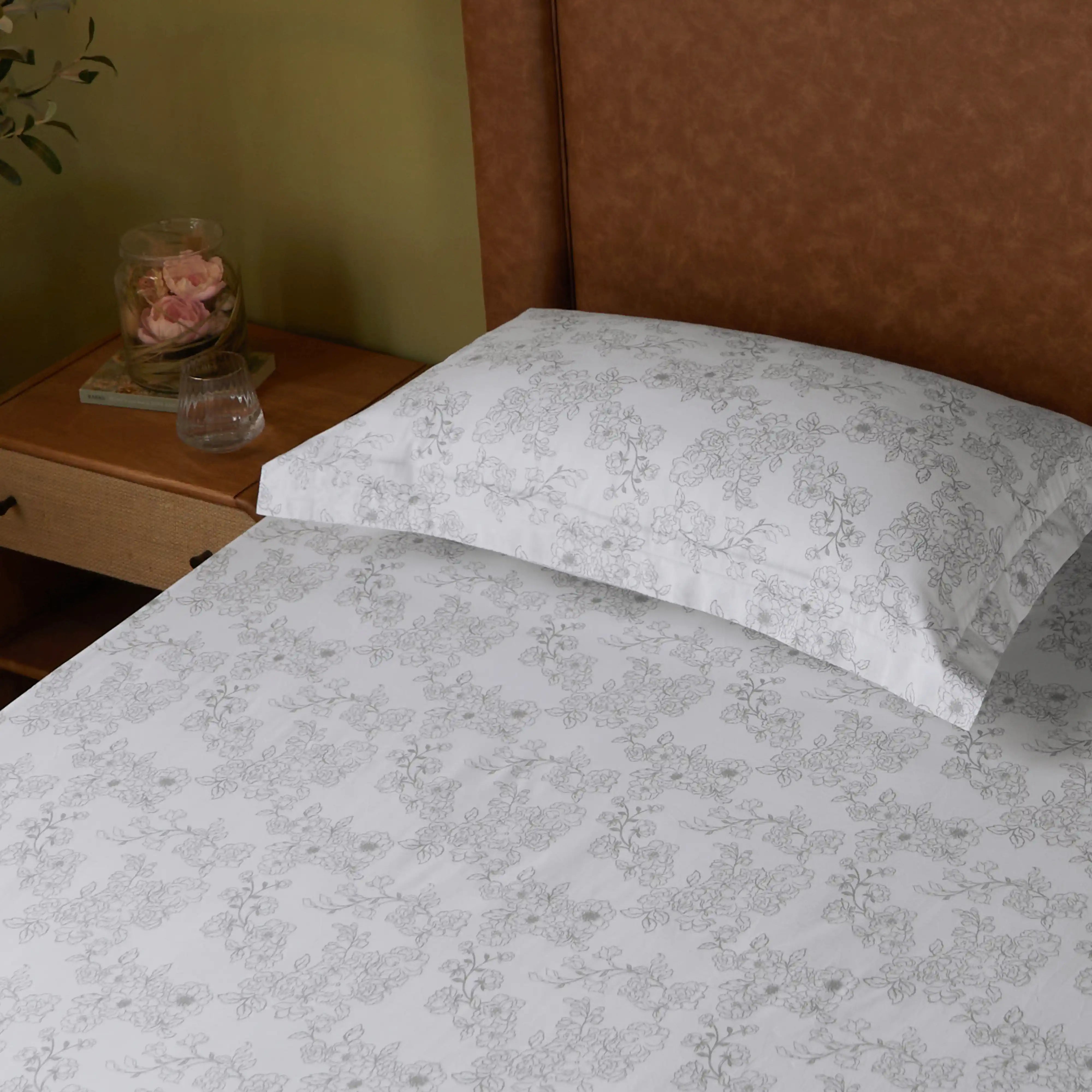 Bloomshire Classic | Everyday Charm Printed Cotton Bedsheet Set-Grey Grey / Single