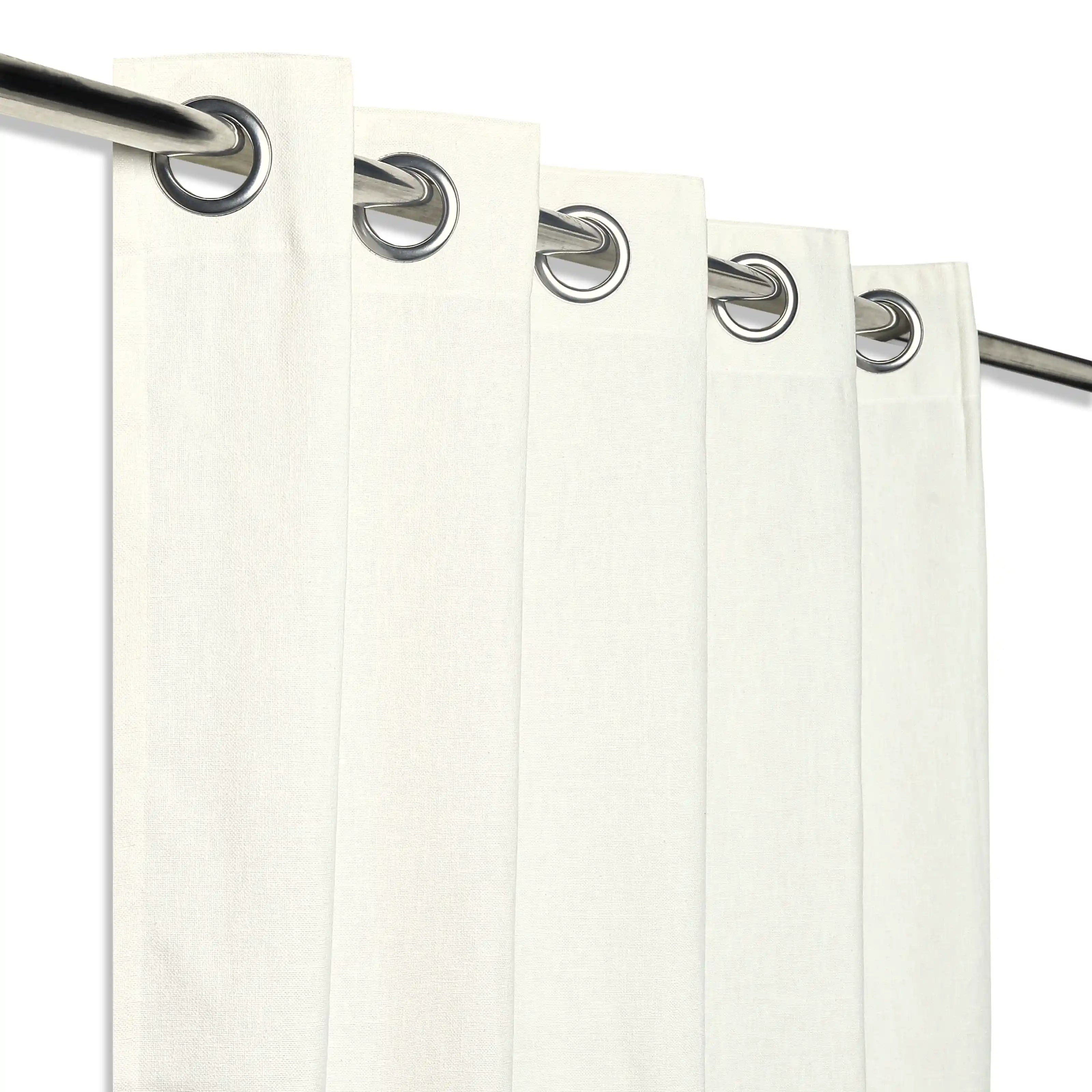 Paleto Set Of 2 Solid Readymade Curtains | Earthen Textures Vanilla Sky / Door (7ft X 4.4ft)
