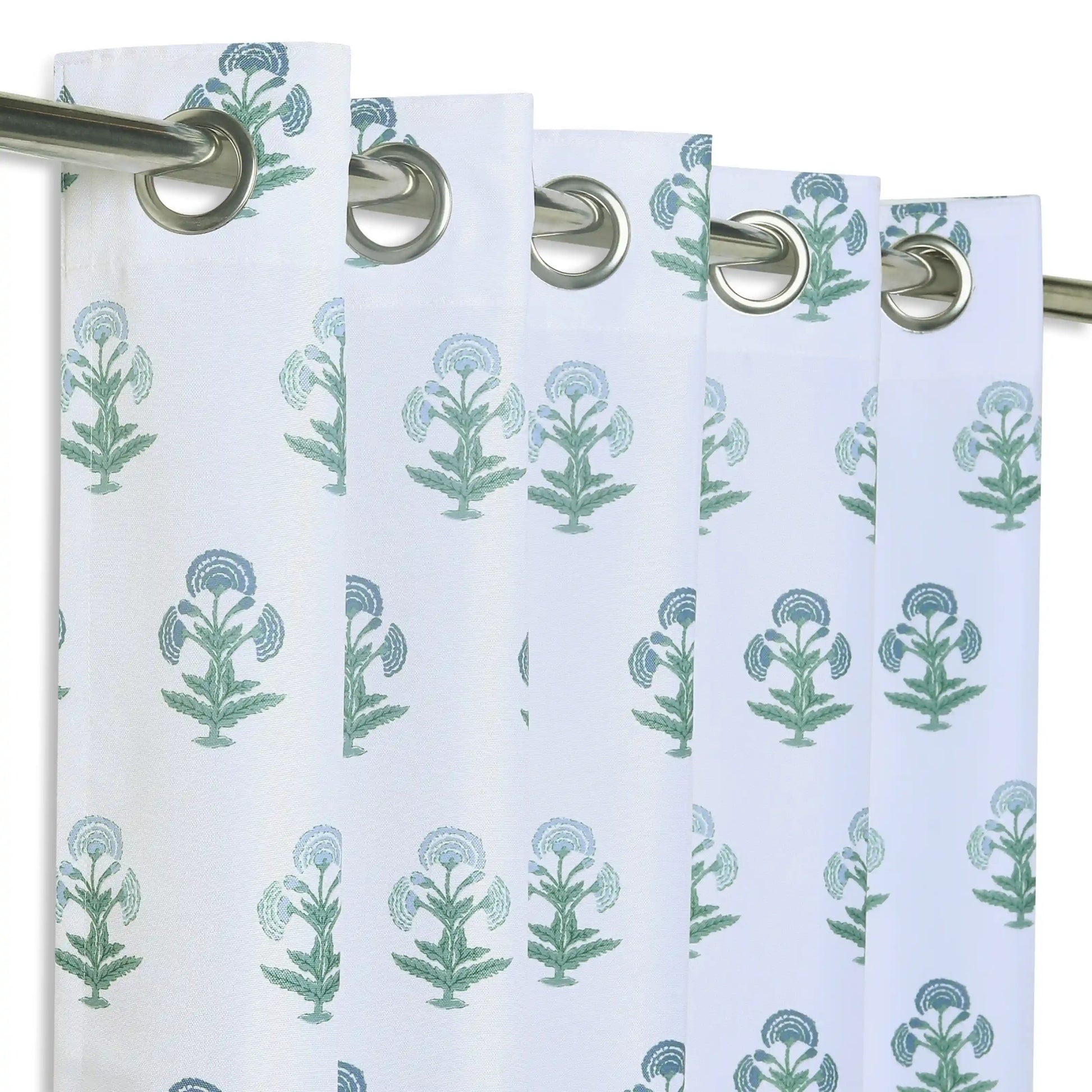 Chippa Lane Set Of 2 Printed Readymade Curtains | 
Jaipur Echo Blue / Door (7ft X 4.4ft)