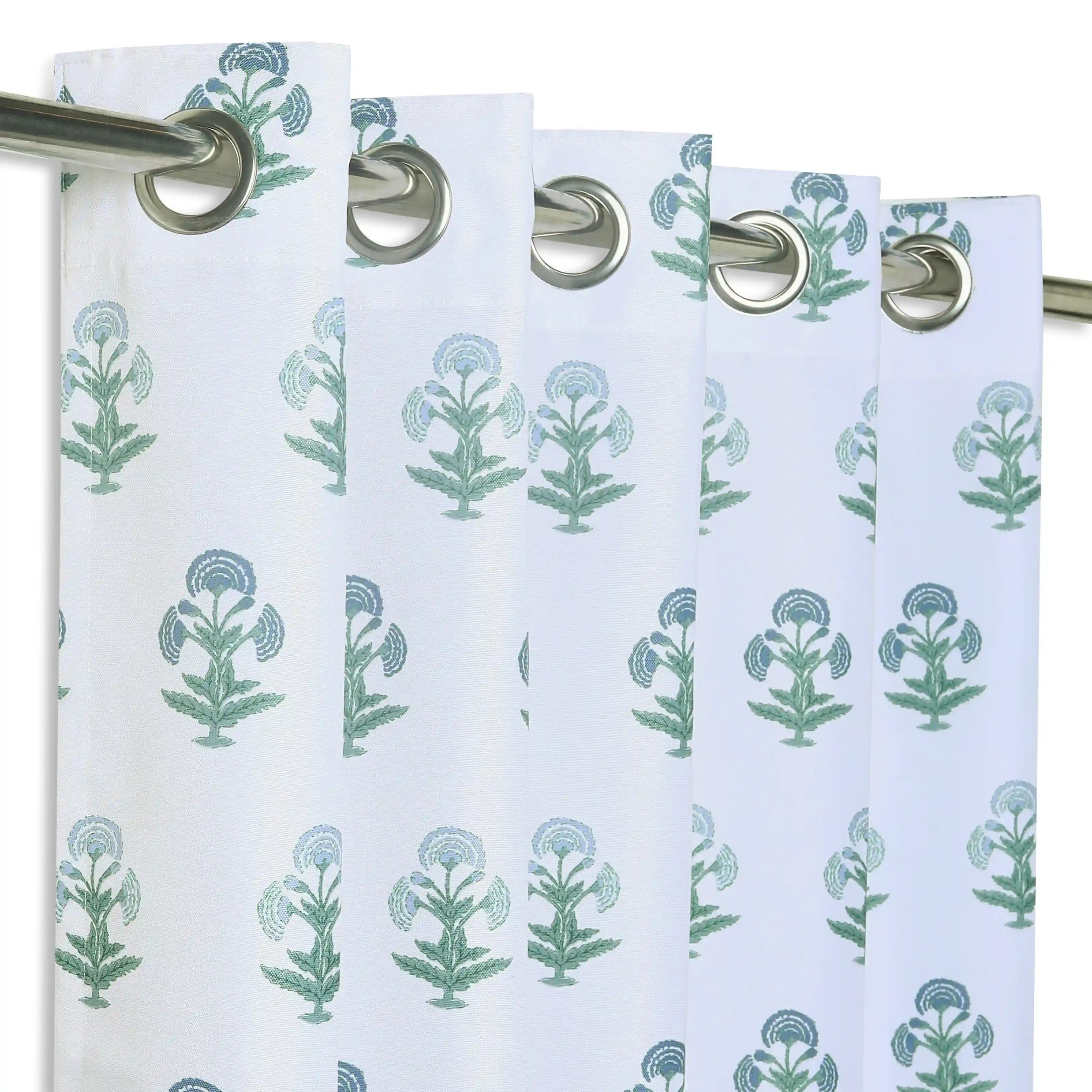 Chippa Lane Set Of 2 Printed Readymade Curtains | 
Jaipur Echo Blue / Door (7ft X 4.4ft)