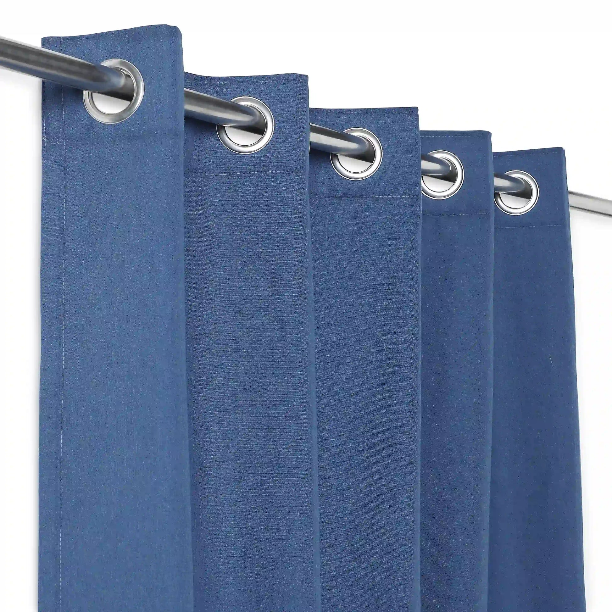 Pelushe Set Of 2 100% Cotton Solid Readymade Curtains | Everyday Hues Marine / Window (5ft X 4.4ft)