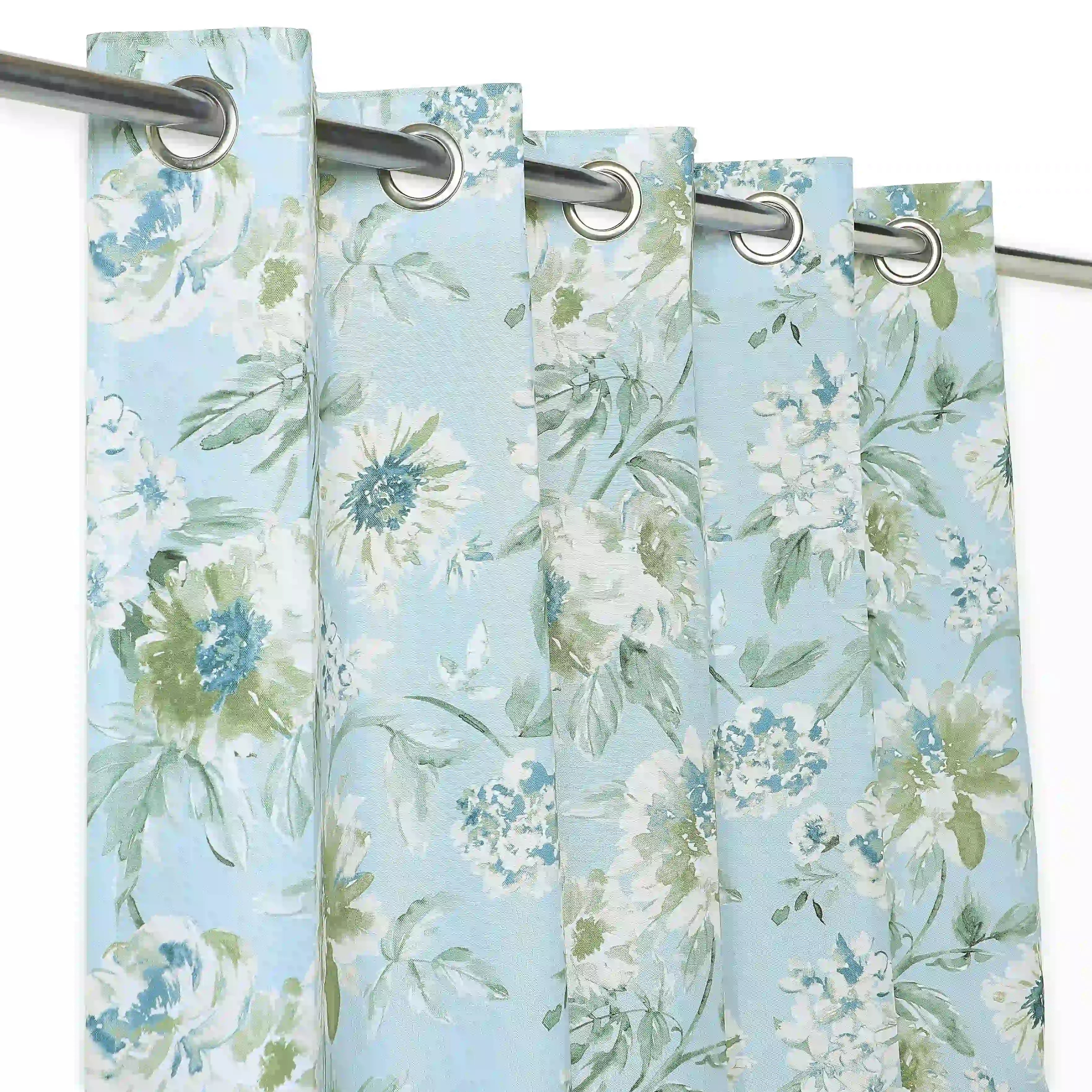 Chippa Lane Set Of 2 Printed Readymade Curtains | Floral Mist Floral Ocean / Door-XL (9ft X 4.4ft)