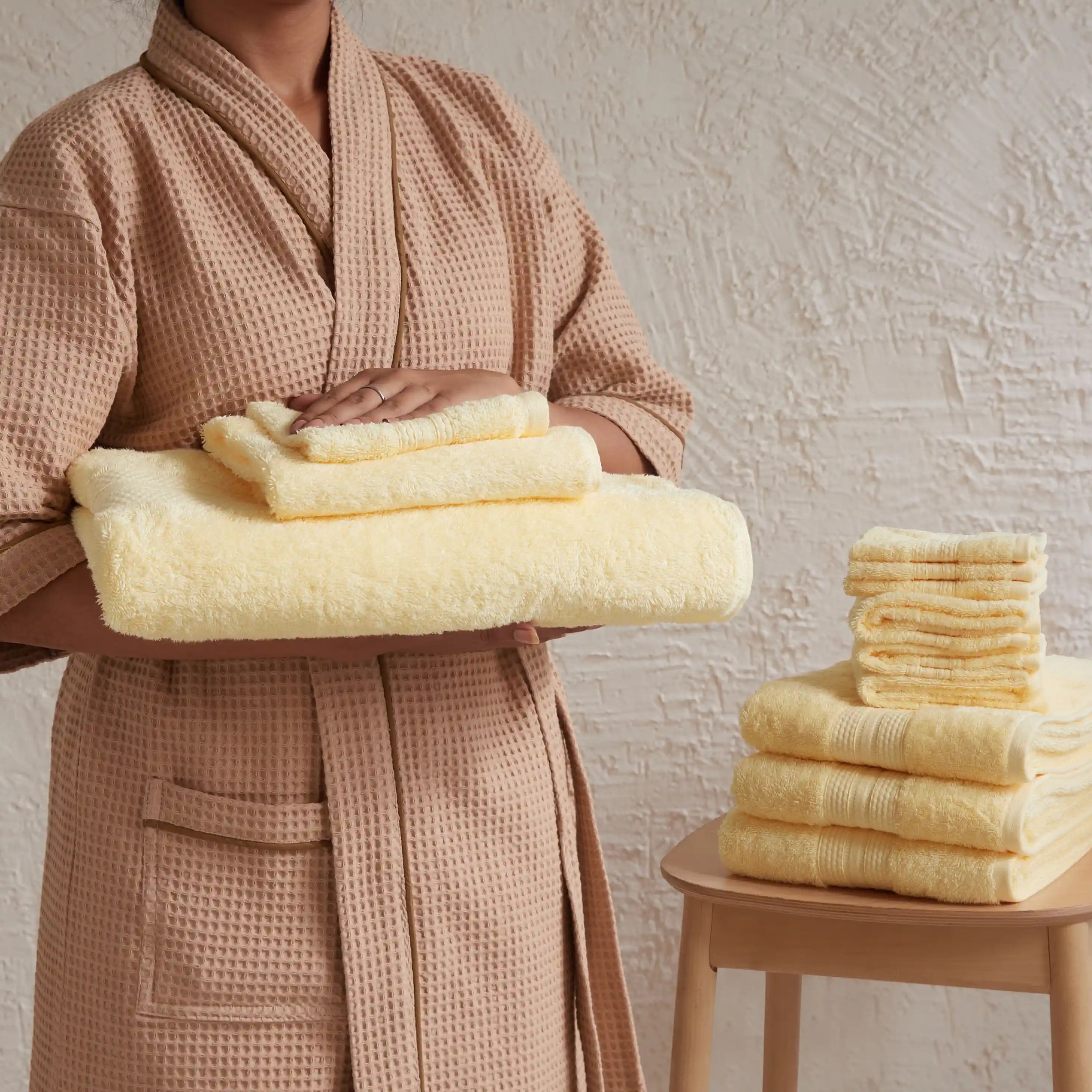 Paleto 100% Cotton Towel Set - Pack Of 12 Buttercream / 12 Piece Set