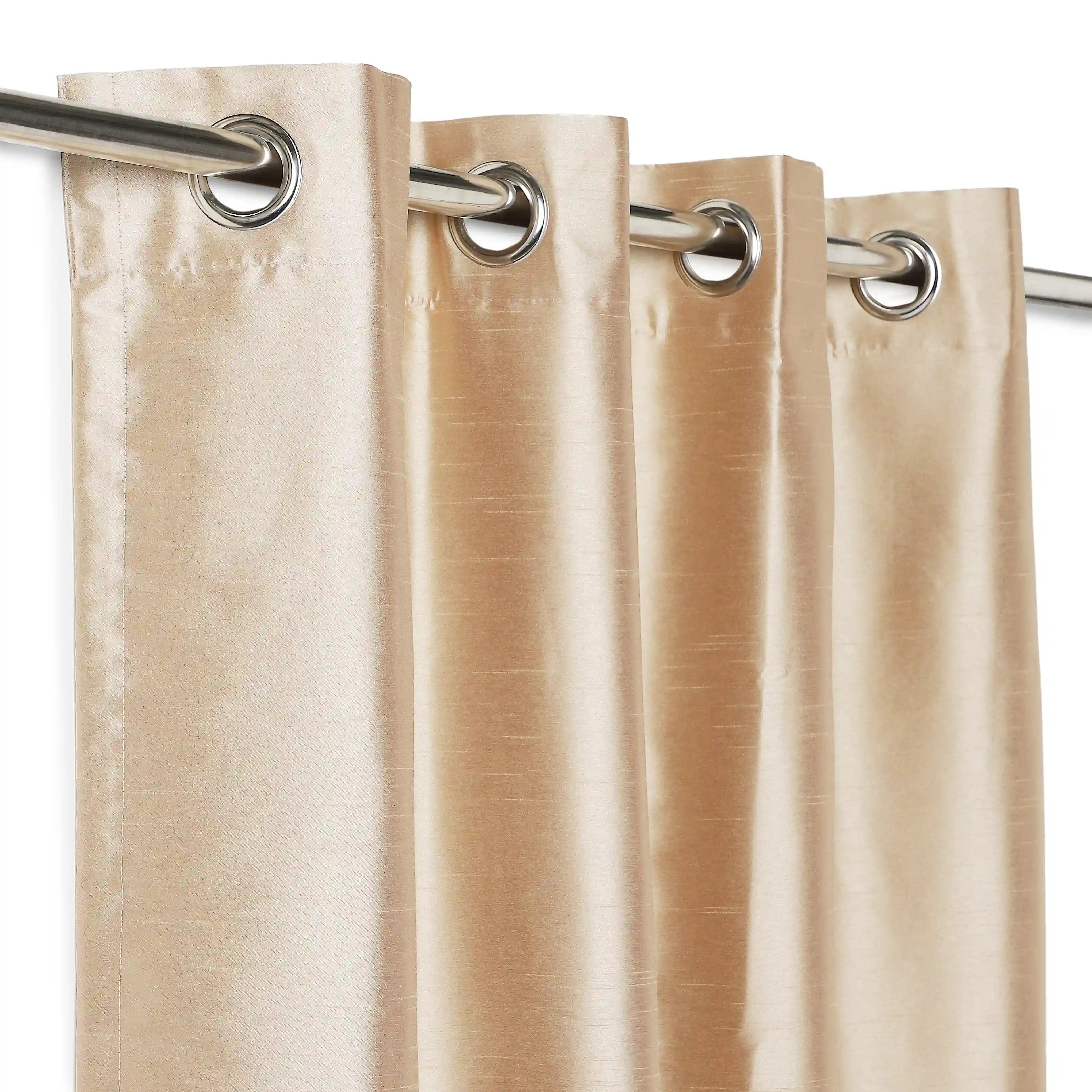 Paleto Set Of 2 Solid Readymade Curtains | Pure Hues Caramel / Door (4.25ft X 7.22ft)