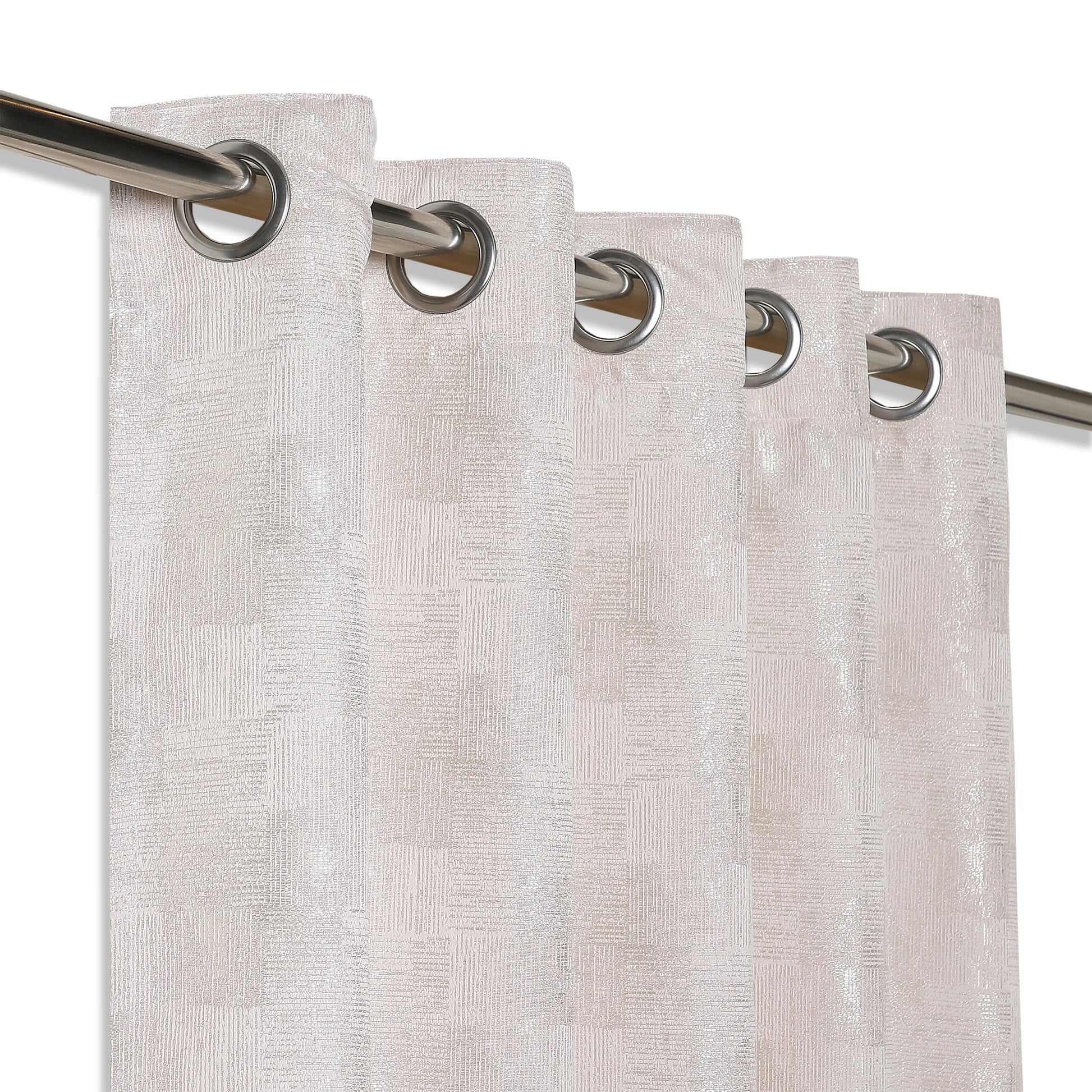 De Jacquard - Luxe Set Of 2 Jacquard Readymade Curtains | Eternal Imprint Blush / Door-XL (9ft X 4.4ft)