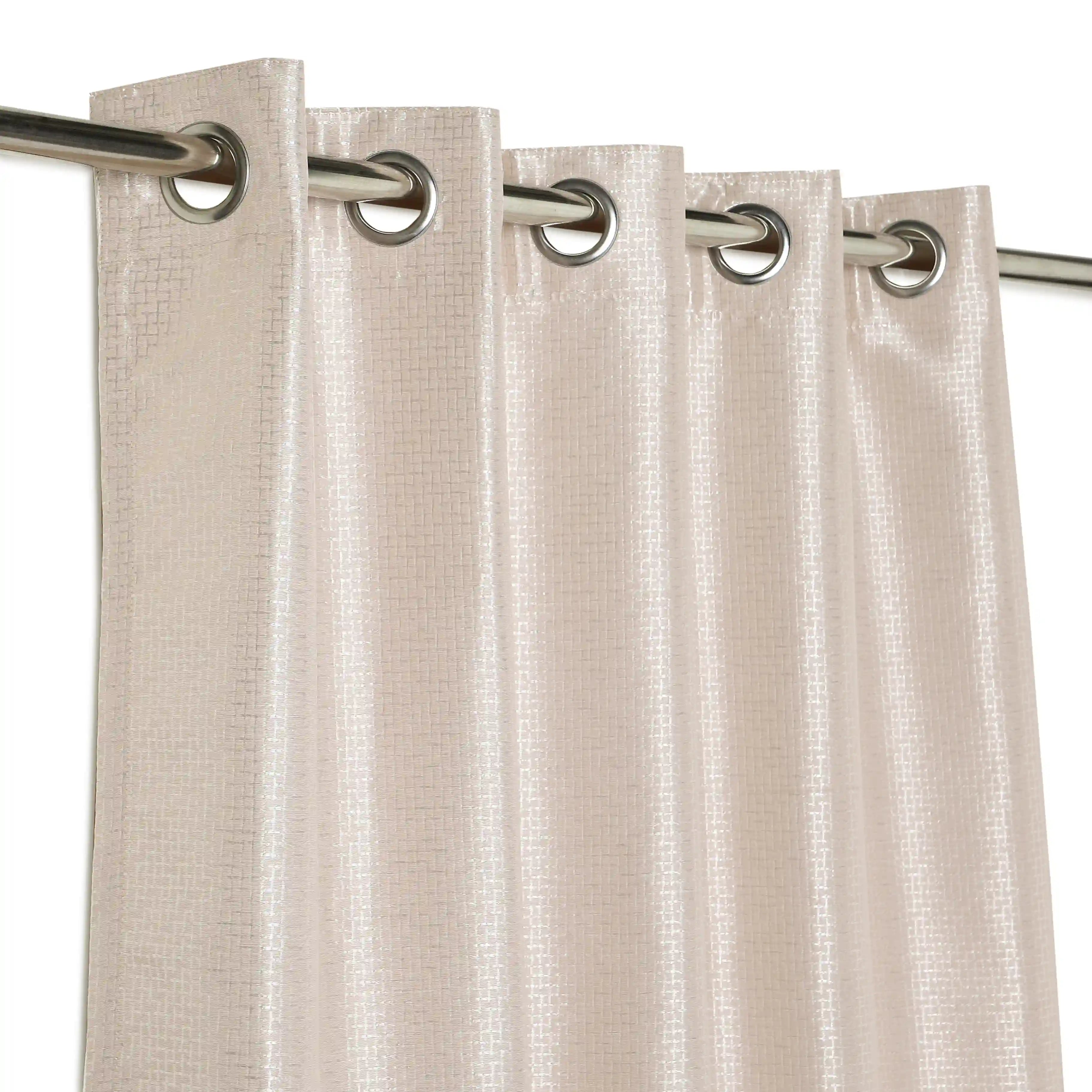 Pelushe Set Of 2 Solid Readymade Curtains | Checkered Nature Misty Rose / Window (5ft X 4.4ft)