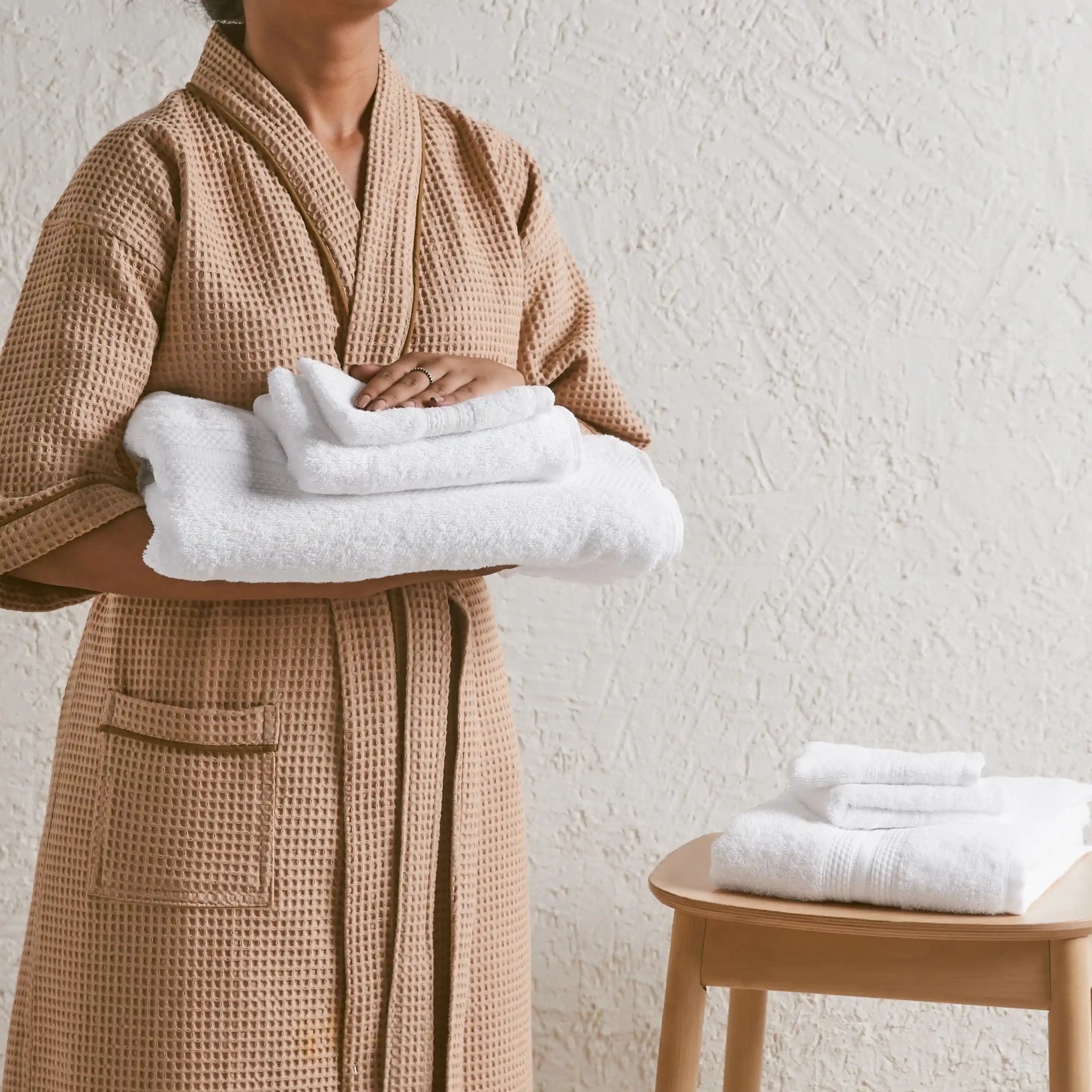 Paleto | Everyday Essentials Absorbent Ring Spun Cotton 6 Piece Terry Towel Set | Set of Bath, Hand & Face Towels Optical White / 6 Piece Set