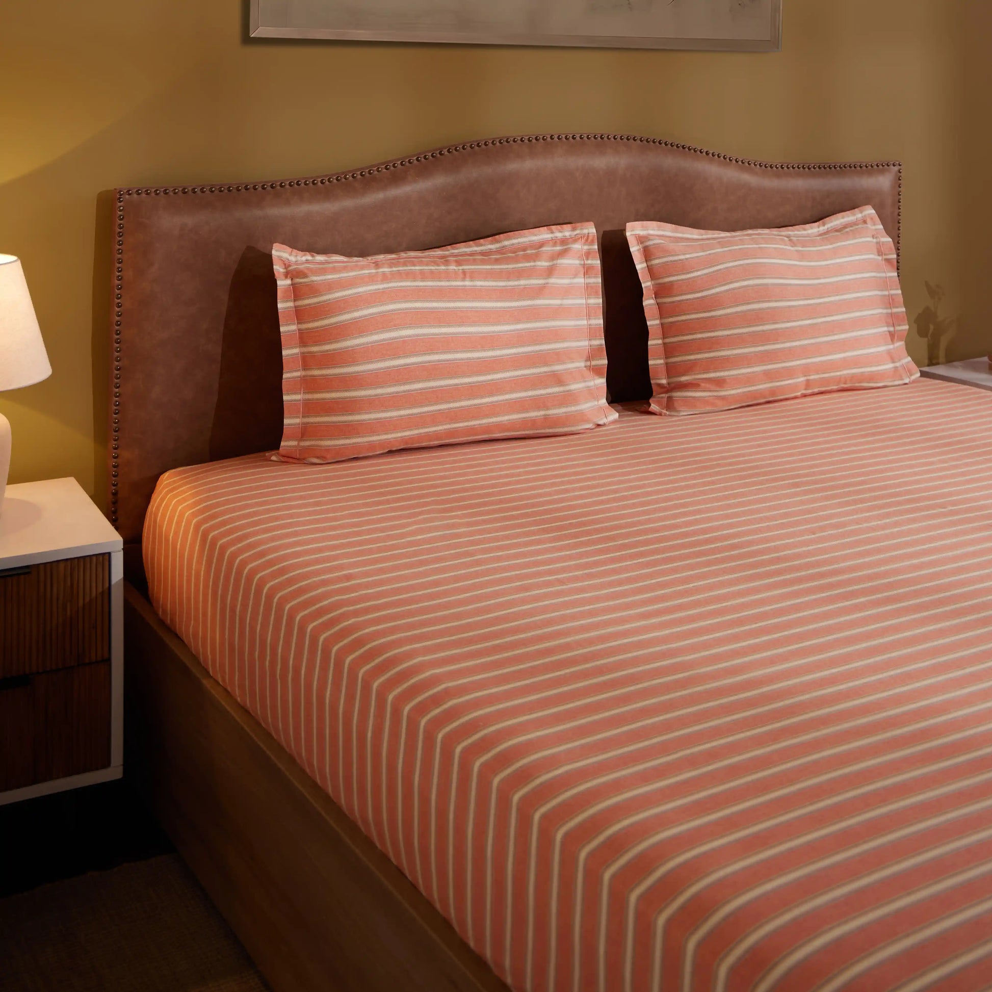 Threadscapes Printed Bedsheet Set-Peach Peach / Super King
