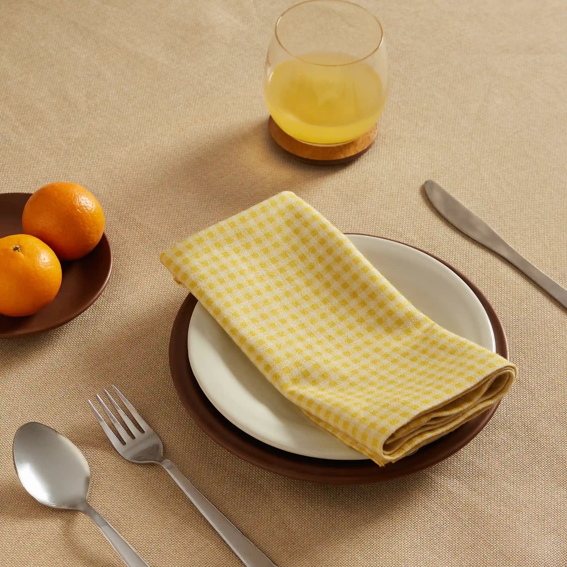 Nonna's Home 100% Cotton Table Napkin Set Small Turmeric Gingham / Pack of 6